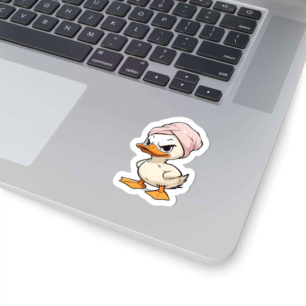 Funny Duck with Headband Kiss-Cut Stickers - Quirky Laptop & Water Bottle Decal
