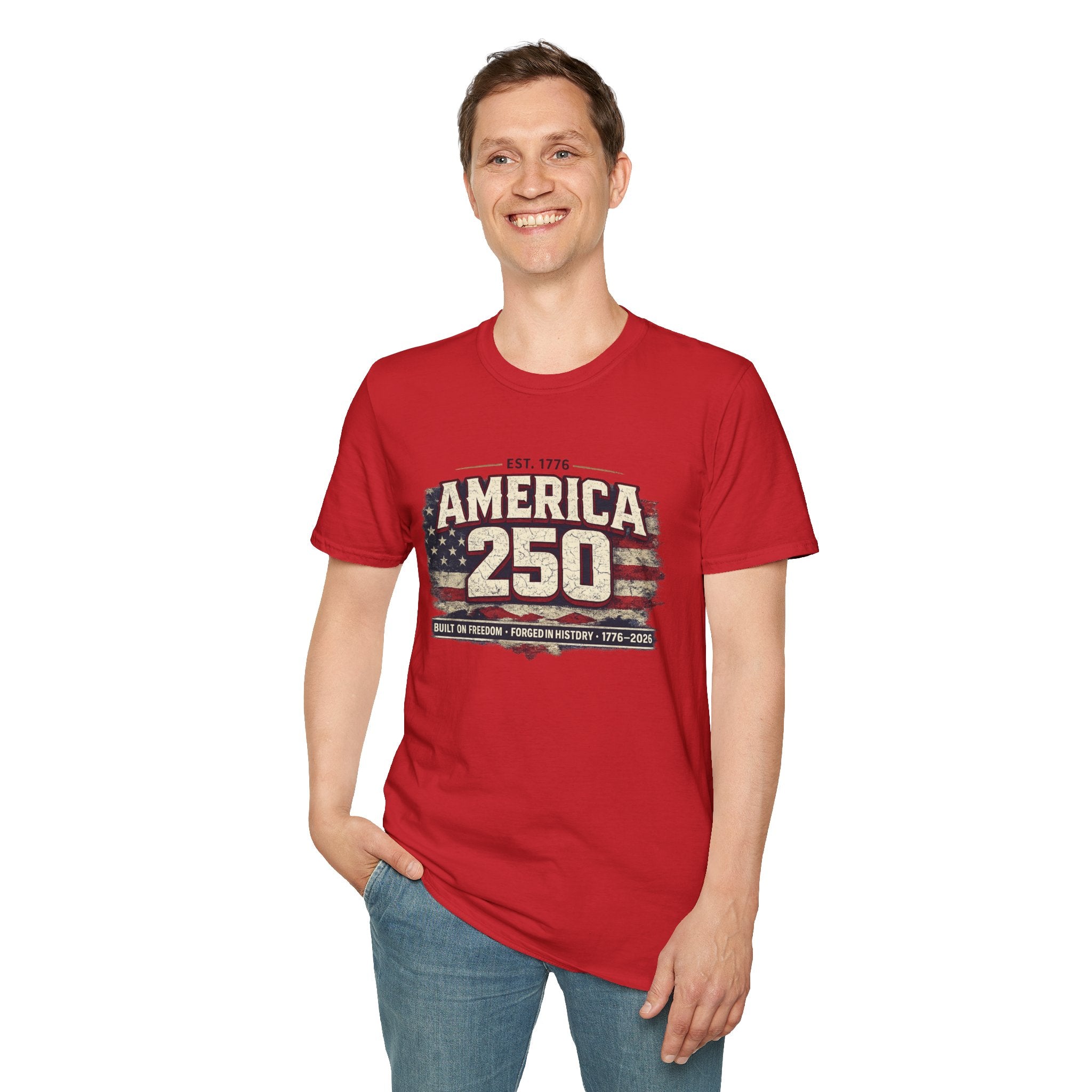 America 250 Vintage Flag T-Shirt — 1776–2026 Patriotic Independence Tee