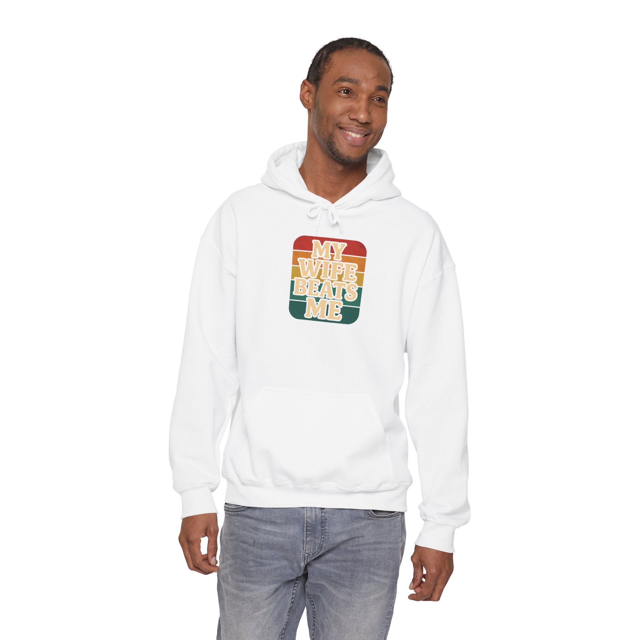 Retro Hoodie - 'My Wife Beats Me' Comfortable Sweatshirt