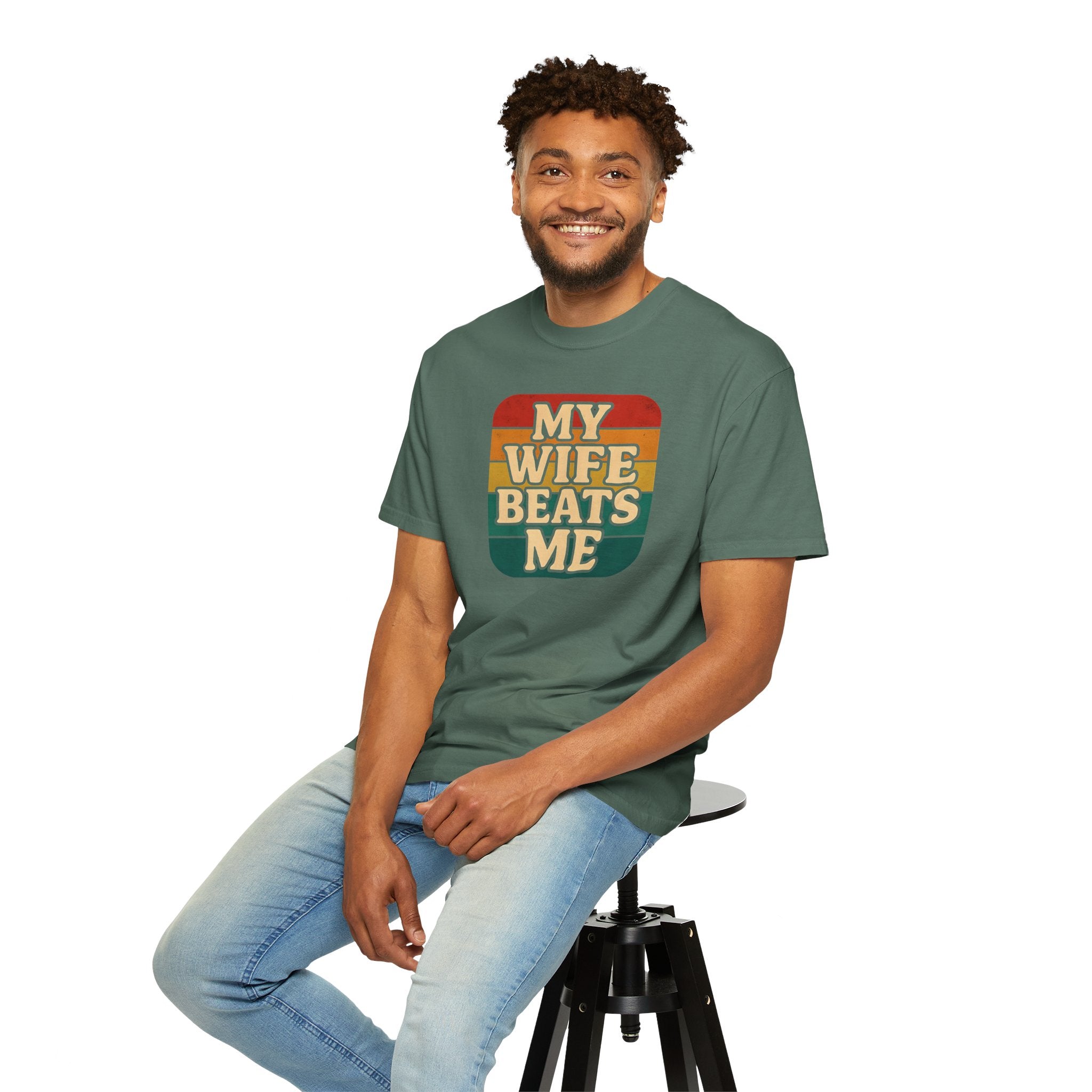 Humorous Unisex T-Shirt - 'My Wife Beats Me' Design