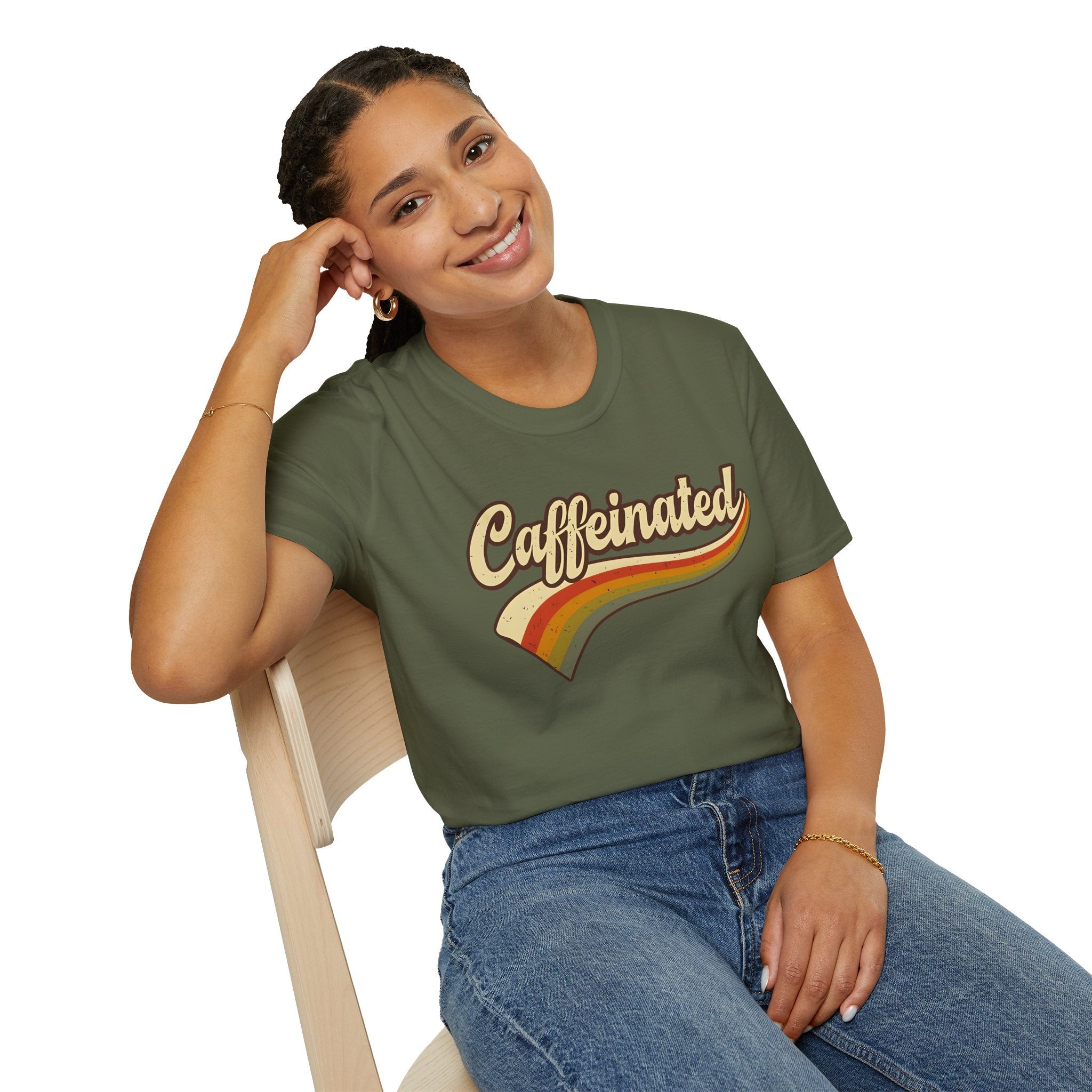Caffeinated Retro Unisex Softstyle T-Shirt
