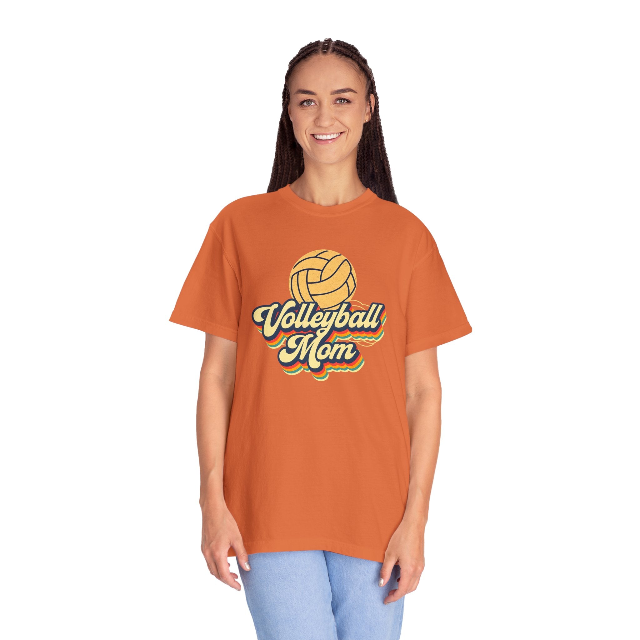 Volleyball Mom T-Shirt, Unisex Garment-Dyed Tee for Sports Lovers, Great for Gifts, Casual Wear, Volleyball Events, Mother’s Day