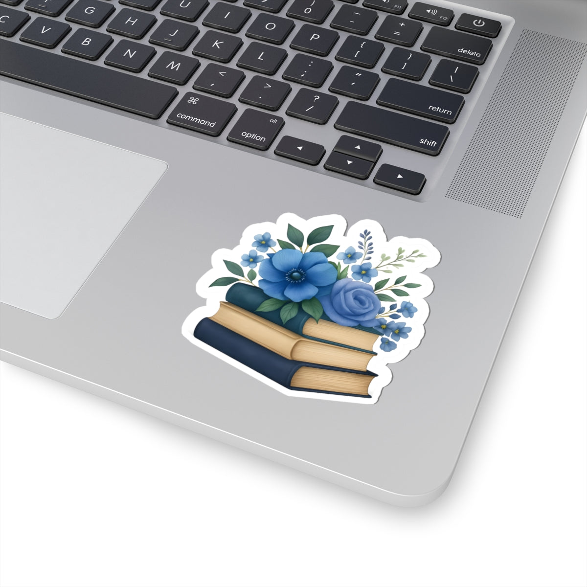 Blue Floral Books Kiss-Cut Stickers - Perfect for Book Lovers