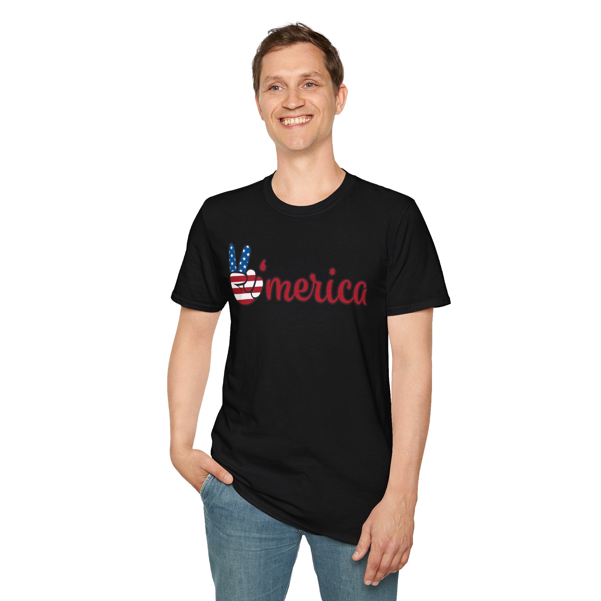 Patriotic Peace T-Shirt for Unisex, Casual Wear, Independence Day Gift, Summer Style, Comfortable Tee
