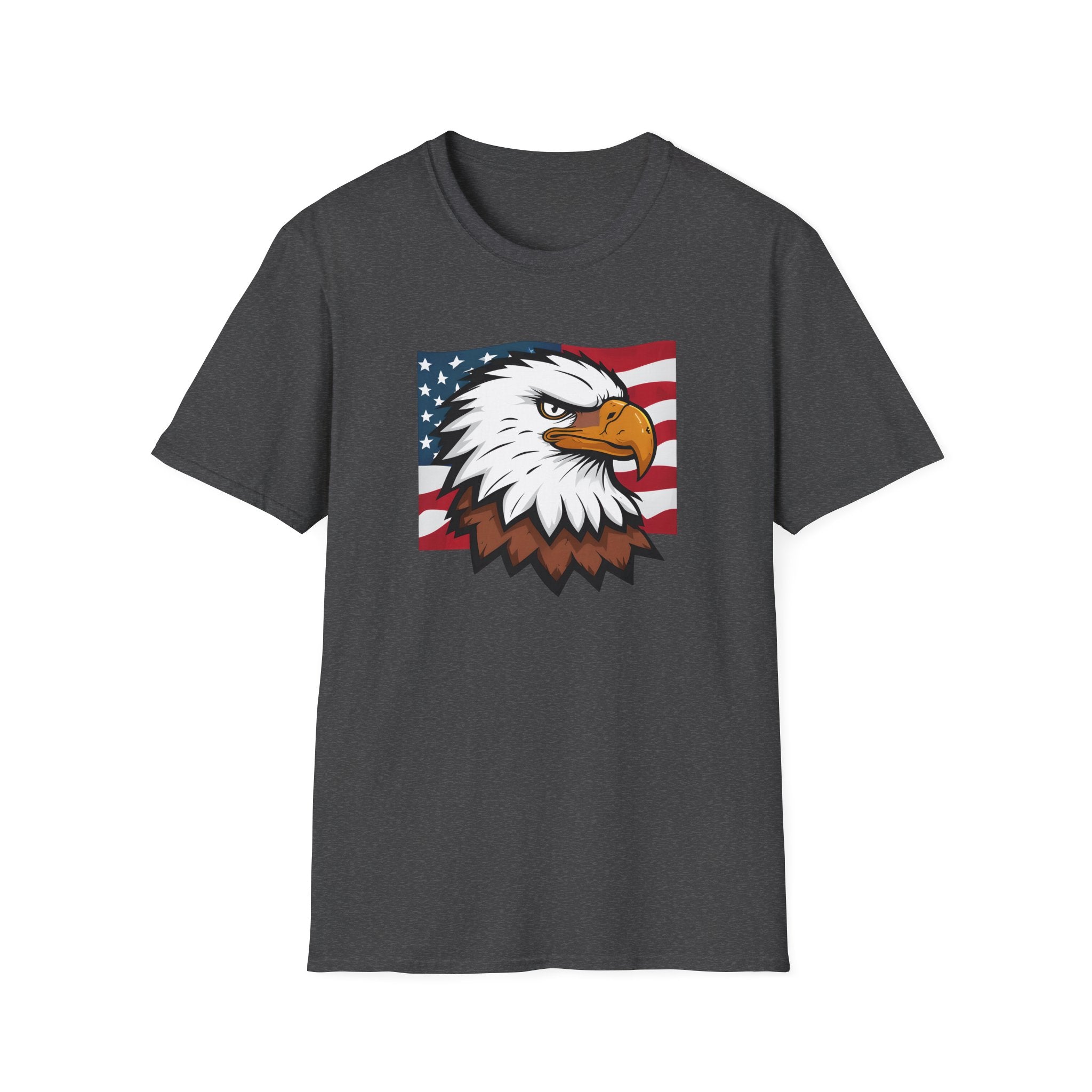 Patriotic Eagle Graphic T-Shirt, Unisex Softstyle Tee for Independence Day, Casual Wear, Gift for Veterans, American Pride Clothing