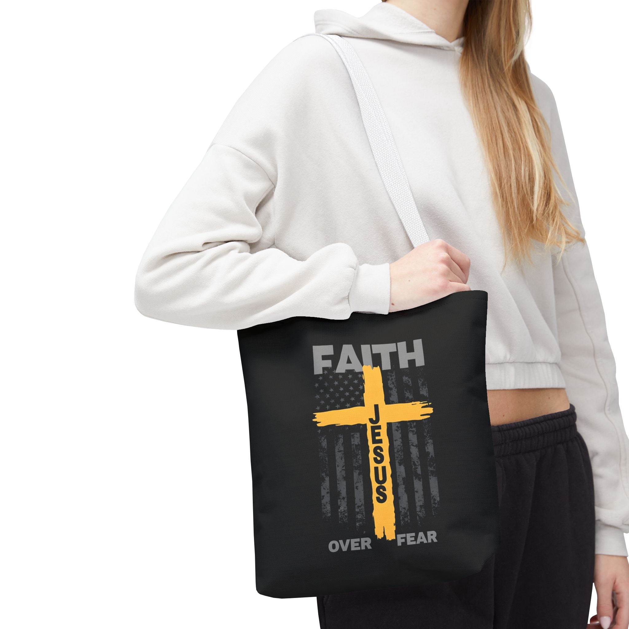 Faith Over Fear Tote Bag, Inspirational Bag, Bible Quote Tote, Christian Gift, Church Accessory, Motivational Bag
