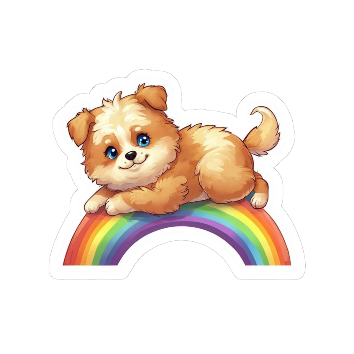 Adorable Rainbow Puppy Kiss-Cut Stickers - Perfect for Dog Lovers!