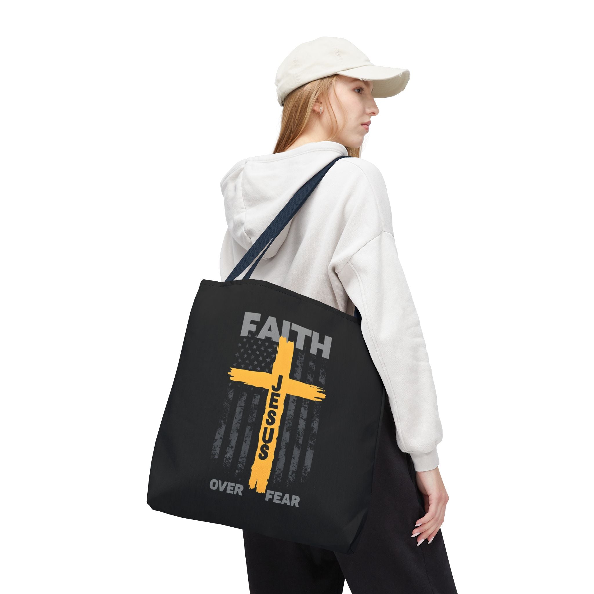 Faith Over Fear Tote Bag, Inspirational Bag, Bible Quote Tote, Christian Gift, Church Accessory, Motivational Bag