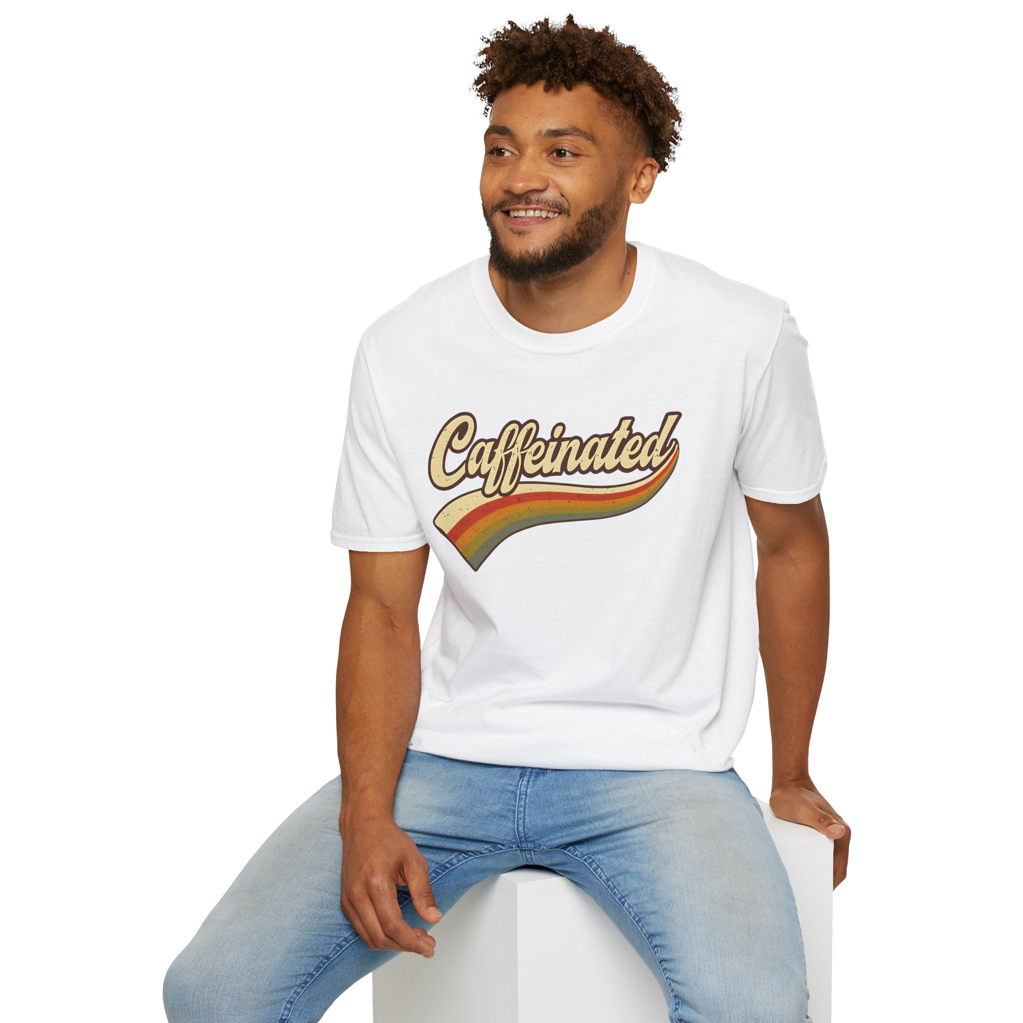 Caffeinated Retro Unisex Softstyle T-Shirt