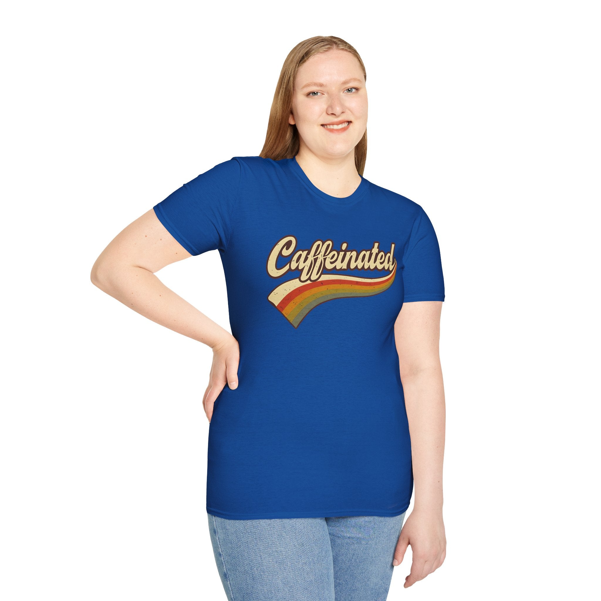 Caffeinated Retro Unisex Softstyle T-Shirt