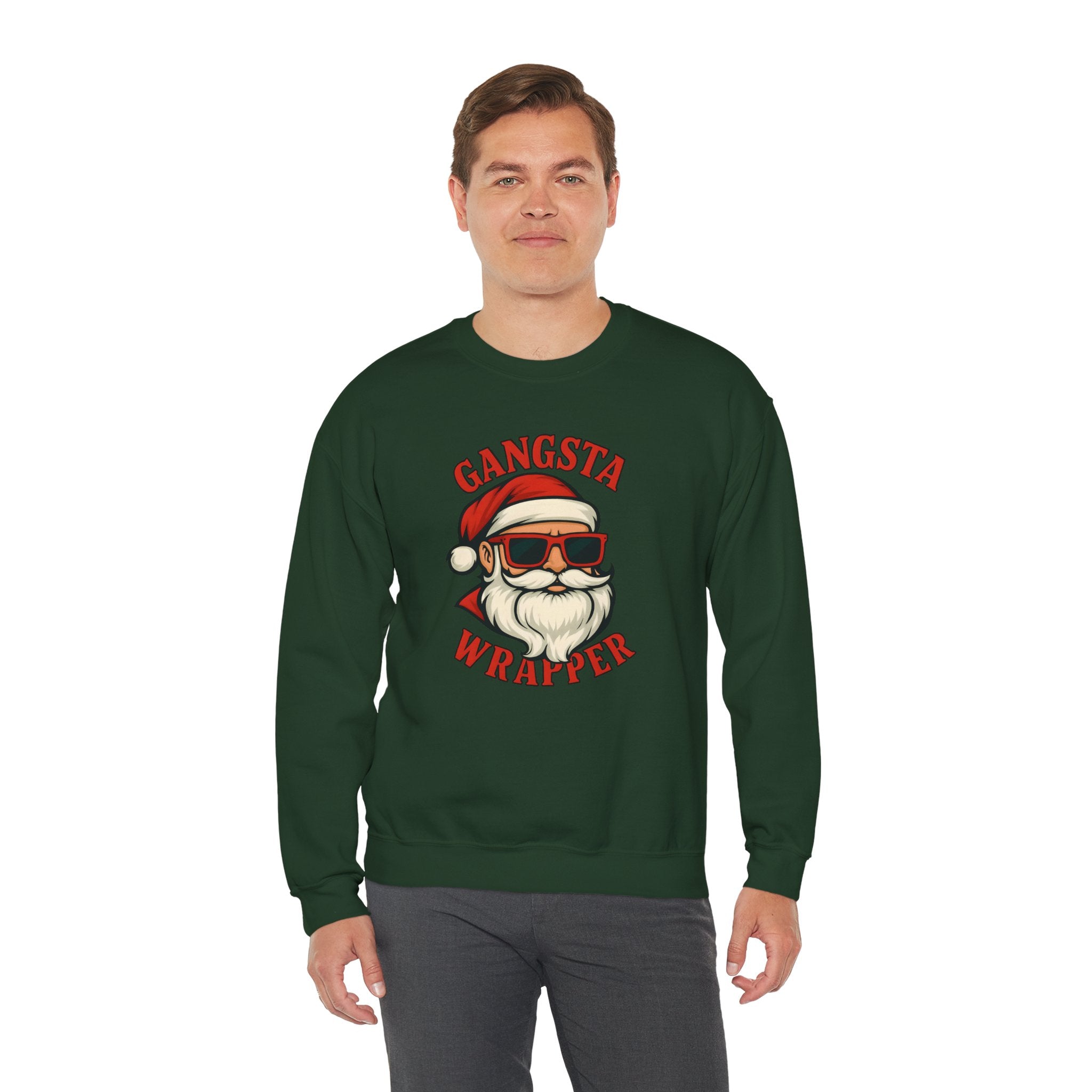 Gangsta Wrapper Crewneck Sweatshirt – Funny Christmas Apparel for Holiday Cheer