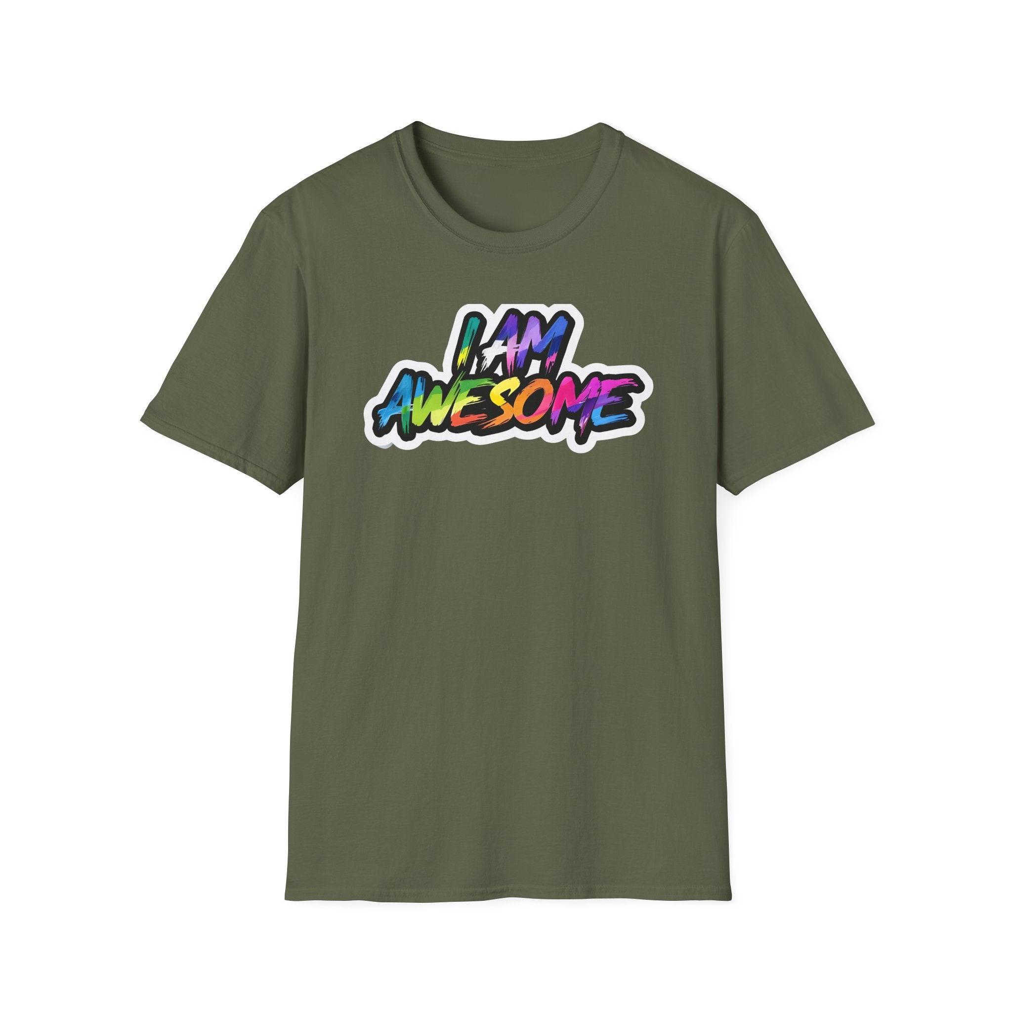 Colorful 'I AM AWESOME' Unisex T-Shirt, Inspirational Tee, Gift for Friends, Casual Wear, Motivational Clothing, Unique Graphic Shirt