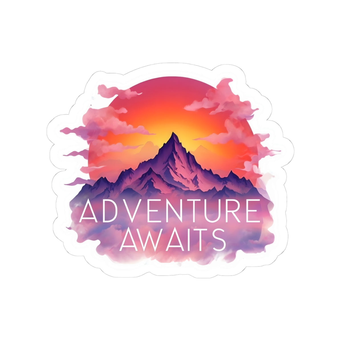 Adventure Awaits Kiss-Cut Stickers | Mountain Landscape Vinyl Decal, Nature Lover Gift, Laptop Sticker, Travel Decor, Outdoor Enthusiast