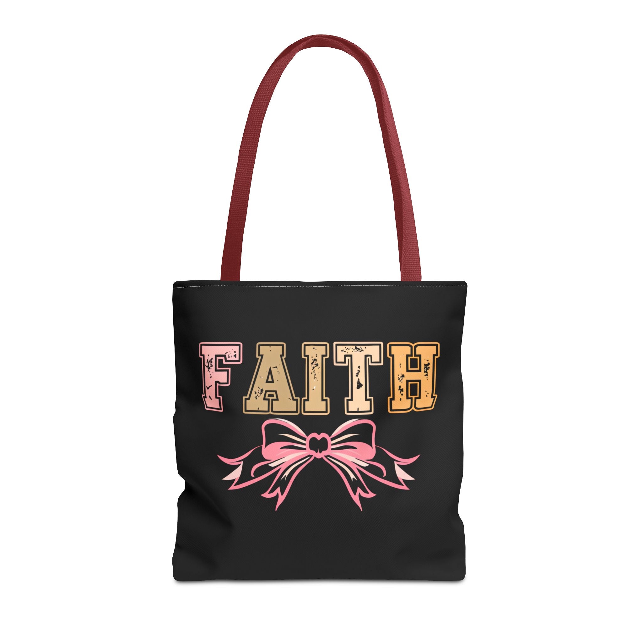 Faith Tote Bag with Bow Design, Inspirational Gift for Her, Everyday Shopping Bag, Faith-Based Gift, Religious Tote, Faith Quote Bag