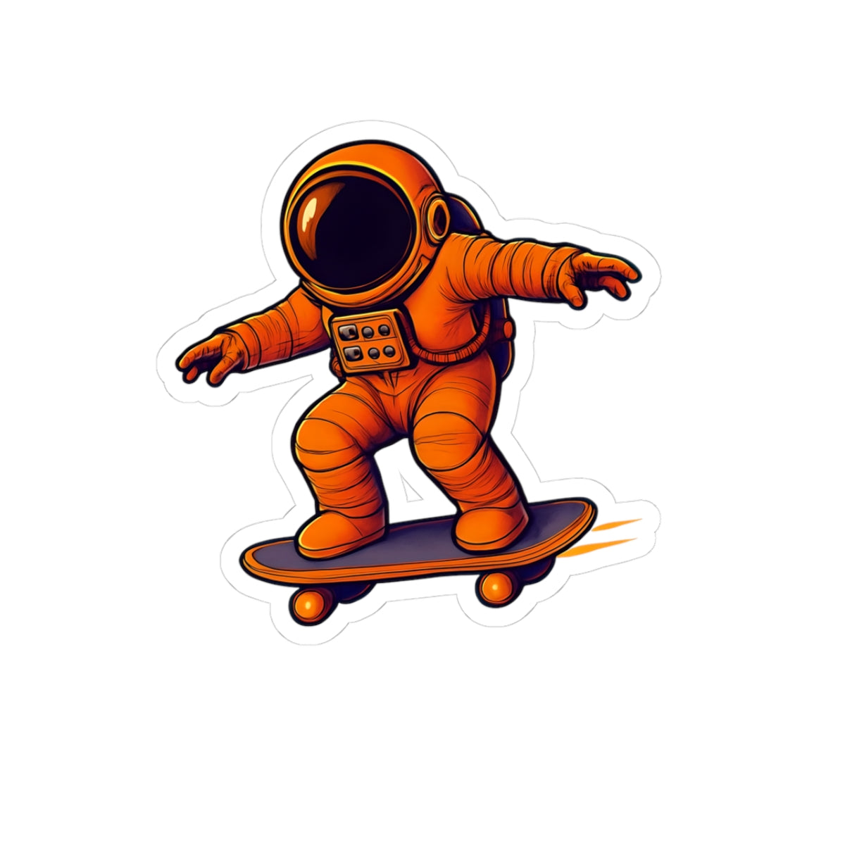 Adventure Awaits Astronaut Skateboard Kiss-Cut Stickers for Kids and Adults