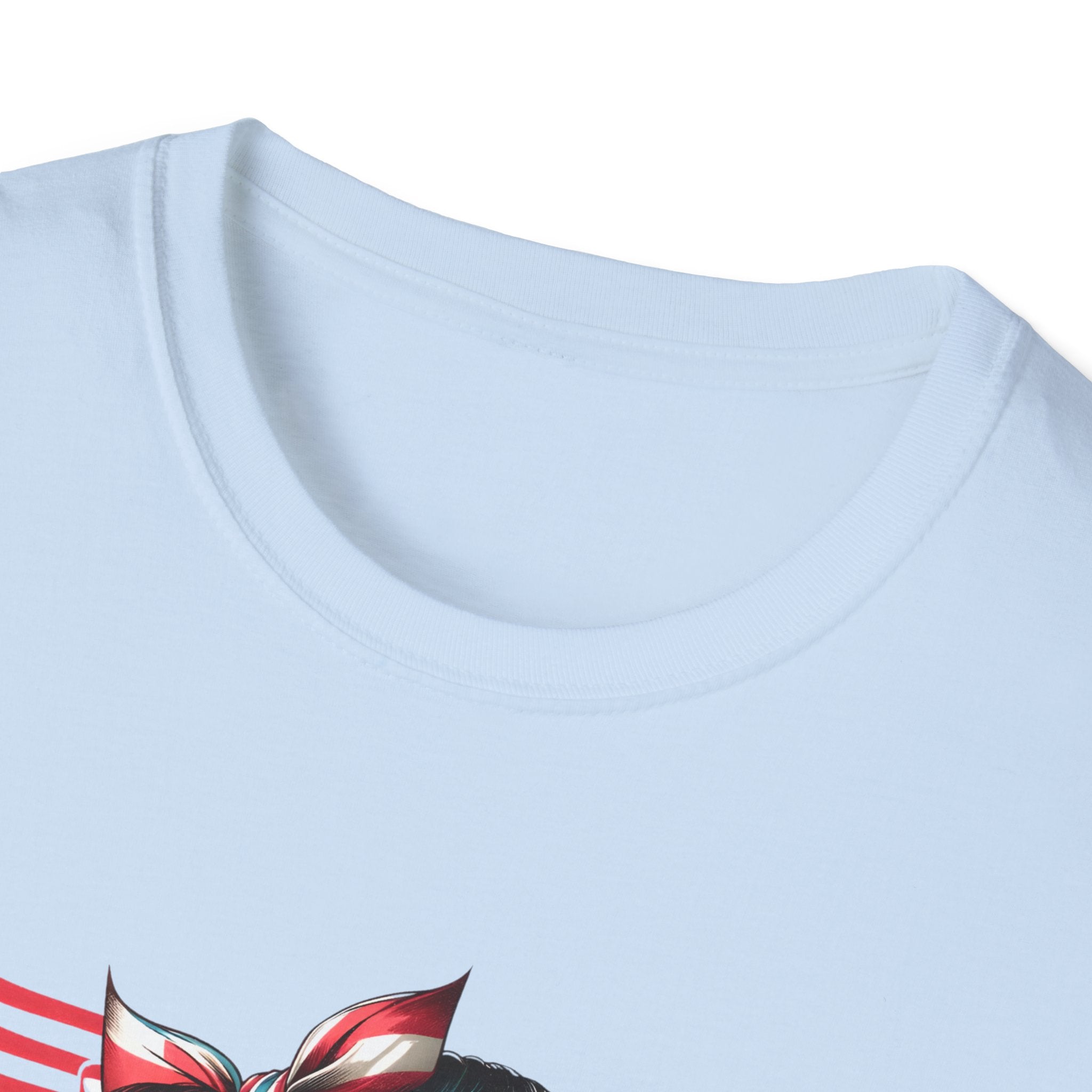 American Mom T-Shirt — Patriotic Retro Rosie Women’s Tee (Stars & Stripes)