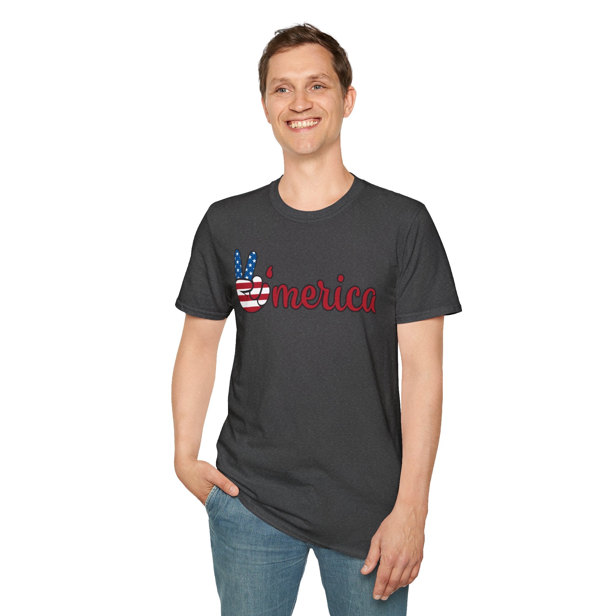 Patriotic Peace T-Shirt for Unisex, Casual Wear, Independence Day Gift, Summer Style, Comfortable Tee