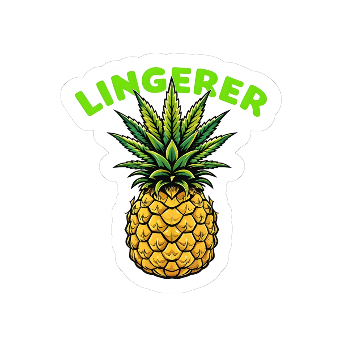 Tropical Pineapple Kiss-Cut Sticker - "LINGERER" Design