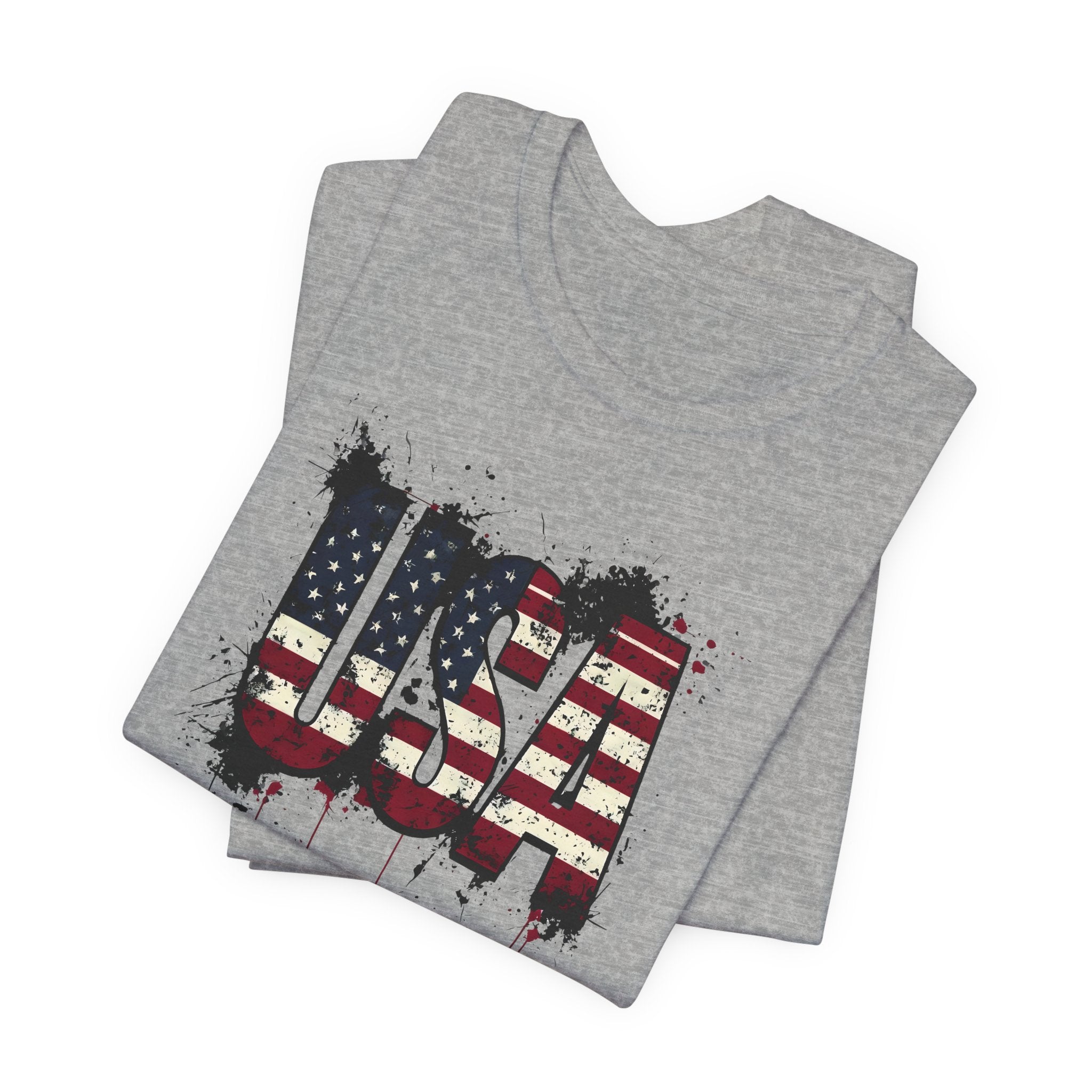 USA Paint Splatter T-Shirt — Patriotic American Flag Tee