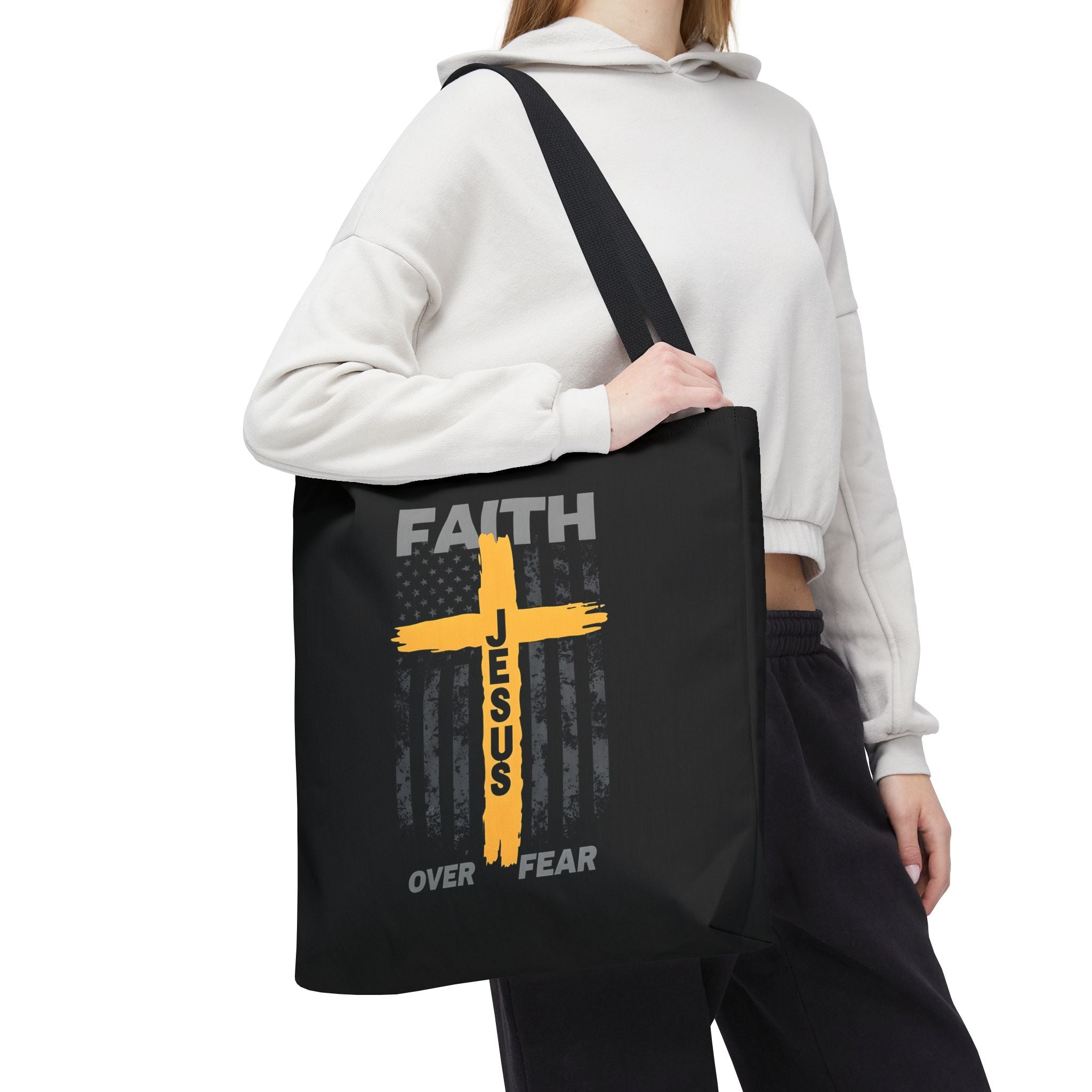 Faith Over Fear Tote Bag, Inspirational Bag, Bible Quote Tote, Christian Gift, Church Accessory, Motivational Bag