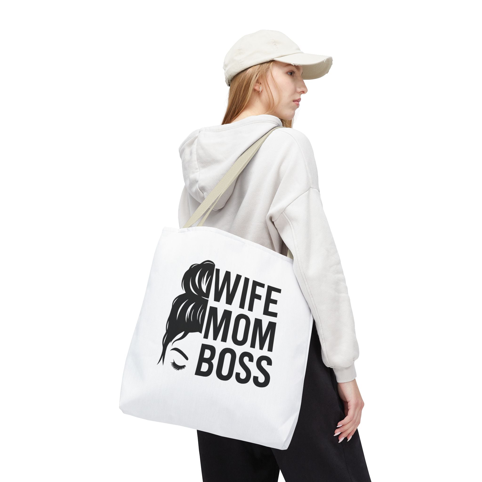 Wife Mom Boss Tote Bag - Chic, Durable Tote for Moms, Stylish Carry-All, Gift for Mother's Day, Work, and Everyday Use