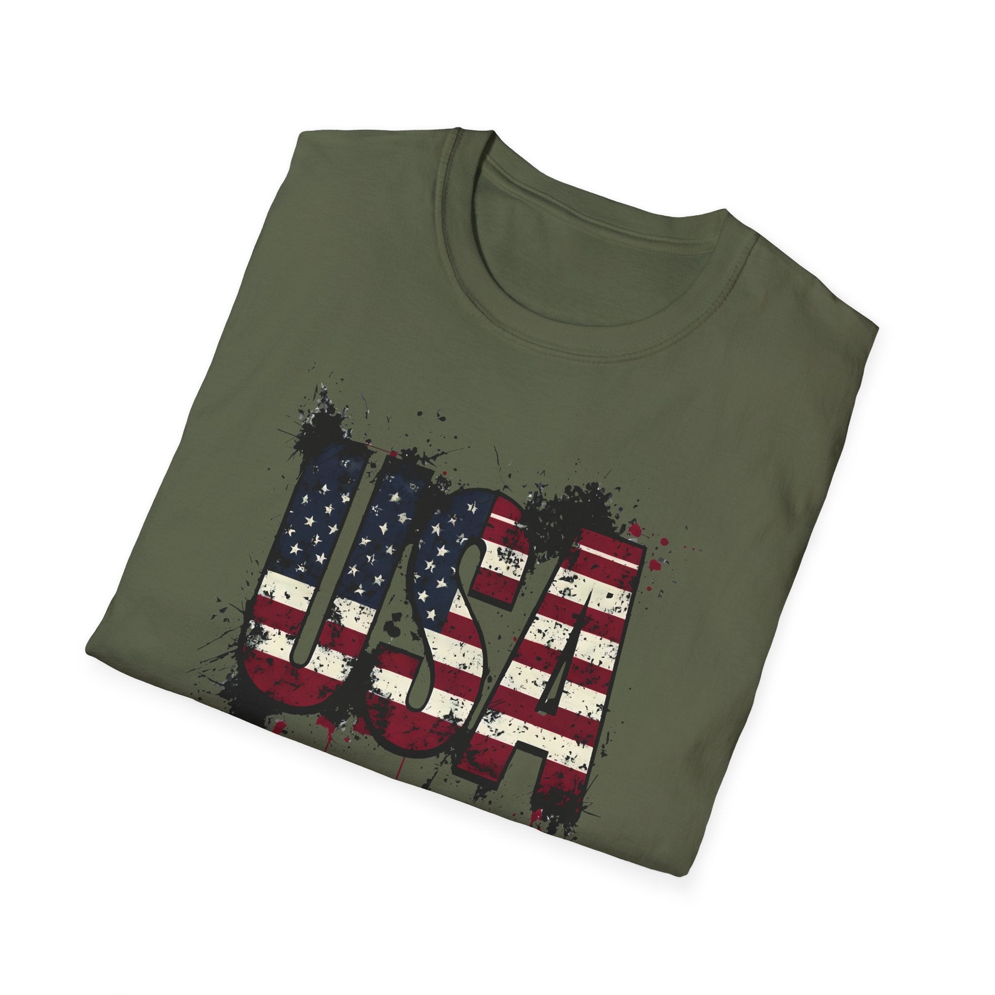 USA Flag Grunge T-Shirt — Distressed American Flag Graphic Tee for 4th of July