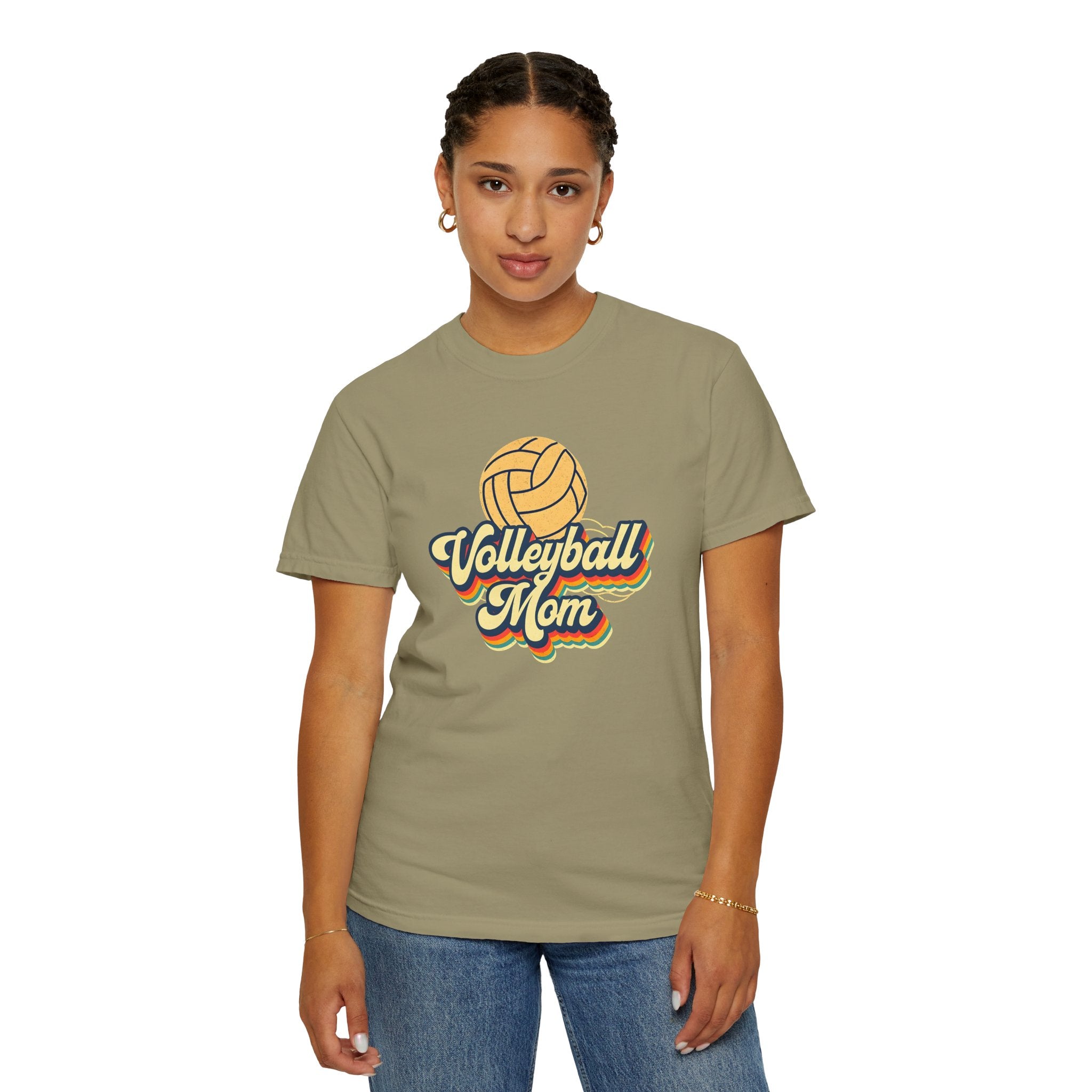 Volleyball Mom T-Shirt, Unisex Garment-Dyed Tee for Sports Lovers, Great for Gifts, Casual Wear, Volleyball Events, Mother’s Day