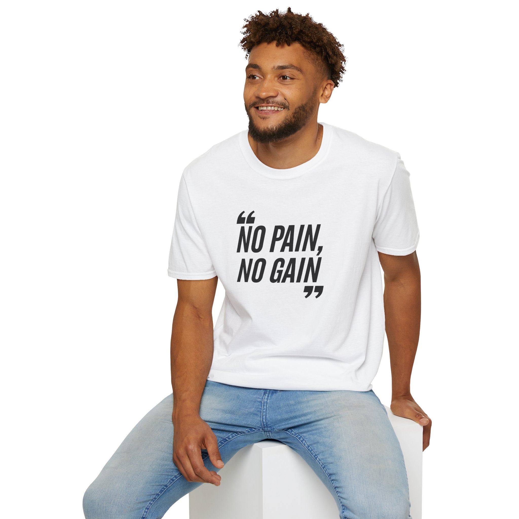 Motivational Quote T-Shirt - "No Pain, No Gain" Unisex Softstyle Tee