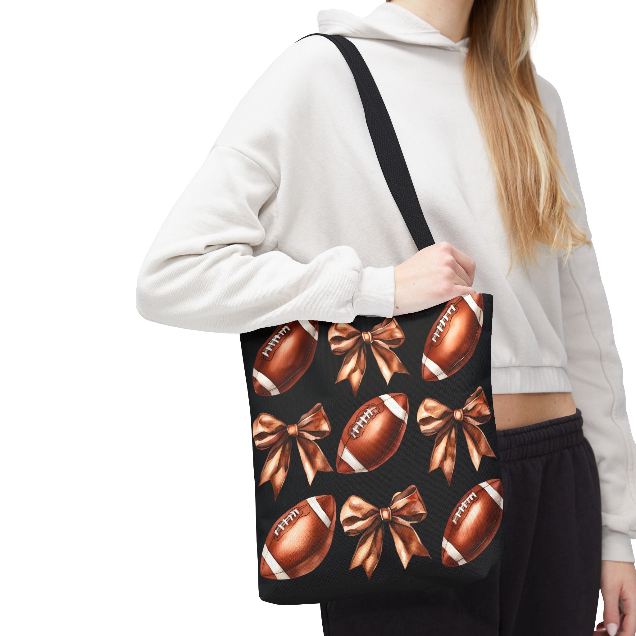 Football Tote Bag with Bows - Stylish Sports Gear