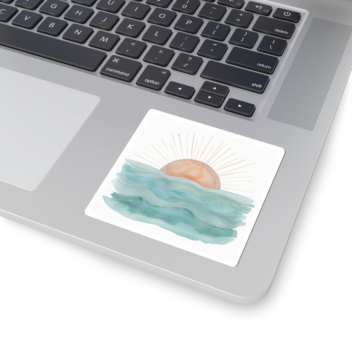 Serene Sunset Kiss-Cut Stickers | Watercolor Wave Design | Coastal Aesthetic