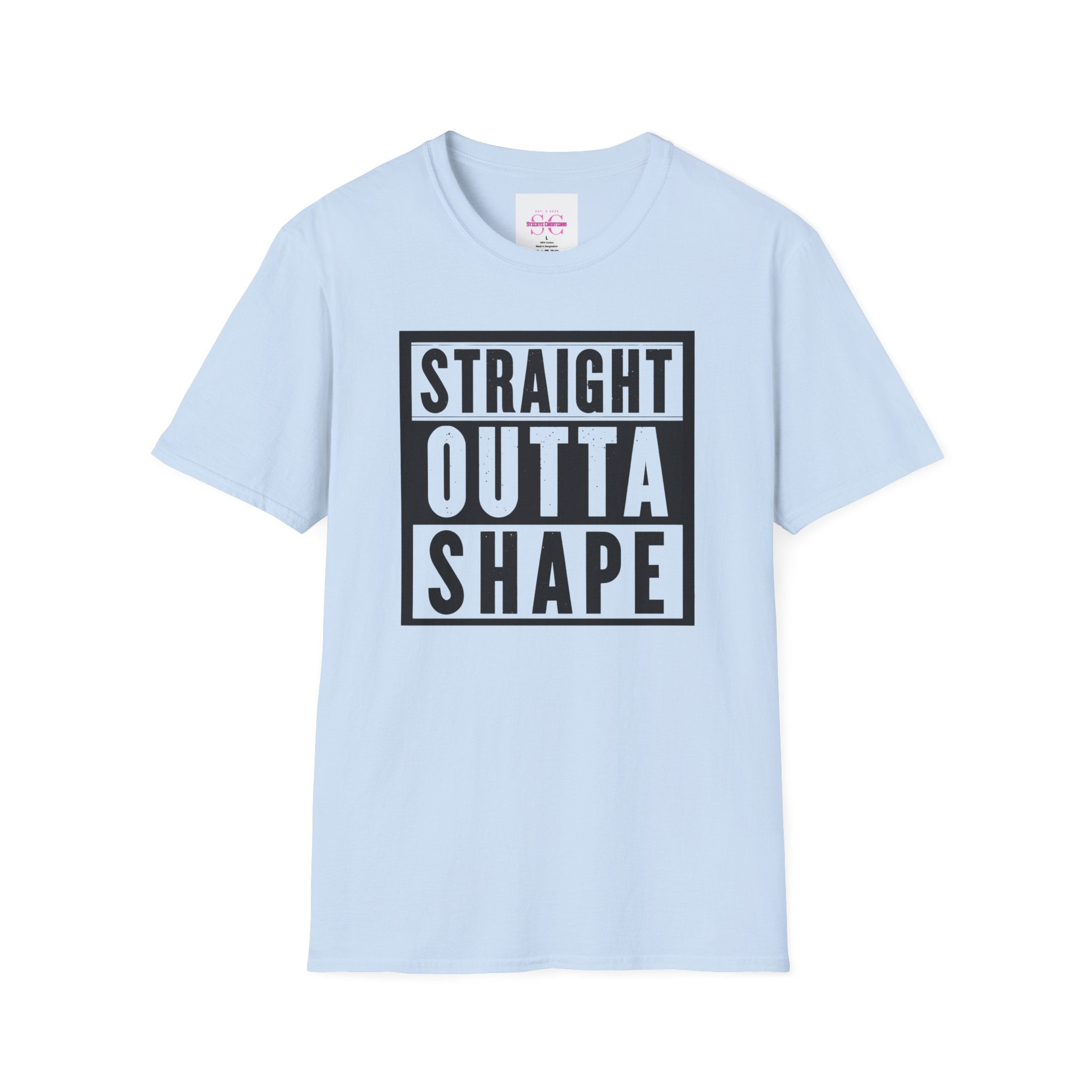 Straight Outta Shape Unisex Softstyle T-Shirt - Funny Workout Tee, Gift for Gym Lovers, Fitness Humor, Casual Wear, Everyday T-Shirt