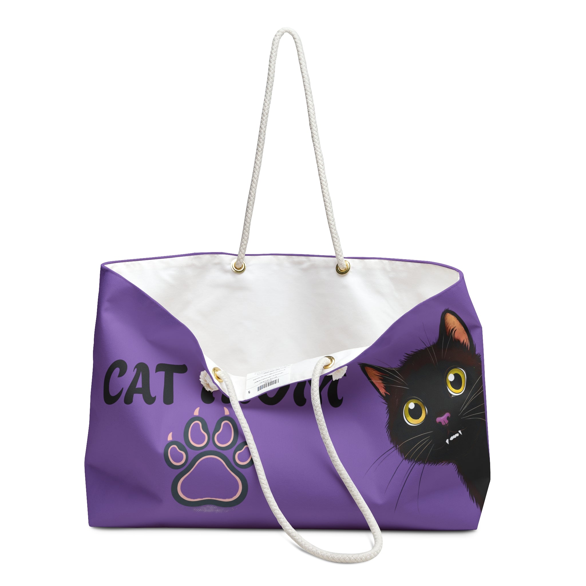 Cat Mom Weekender Bag – Purple Cat Paw Travel Tote