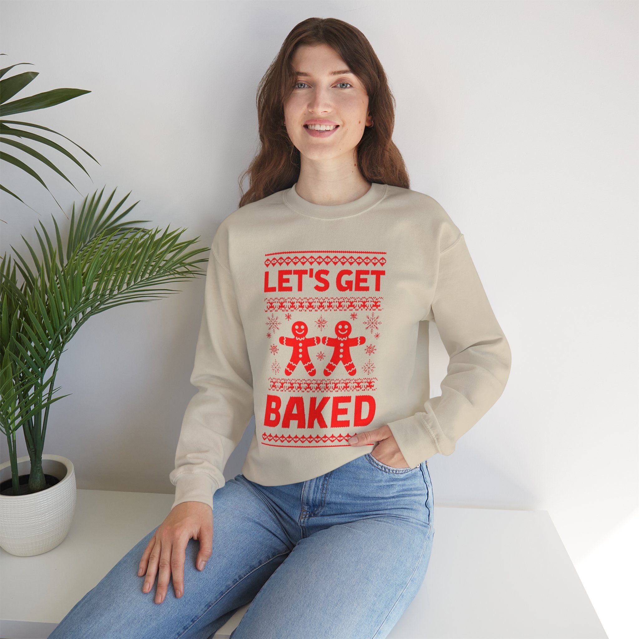 Festive Crewneck Sweatshirt - "Let's Get Baked"