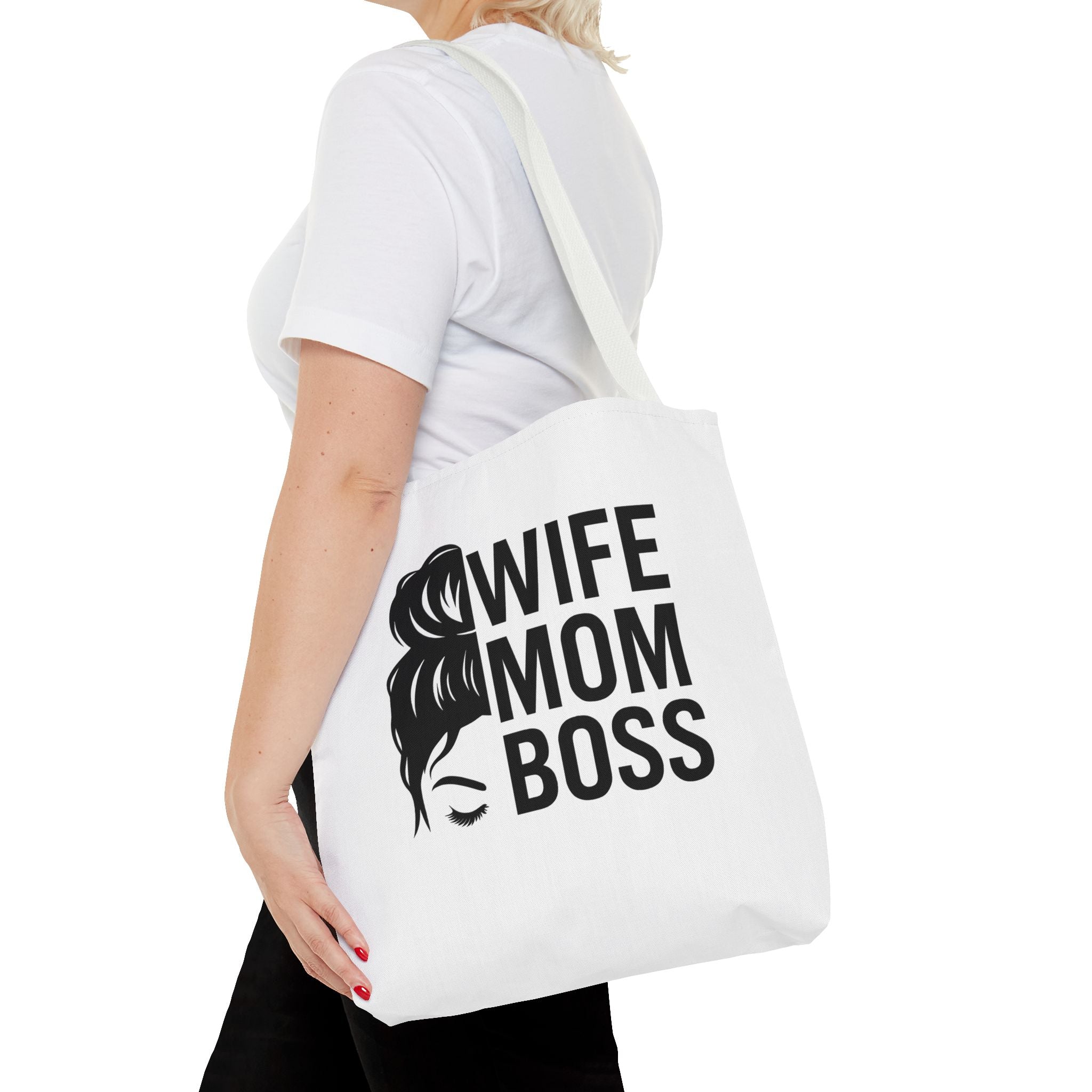 Wife Mom Boss Tote Bag - Chic, Durable Tote for Moms, Stylish Carry-All, Gift for Mother's Day, Work, and Everyday Use
