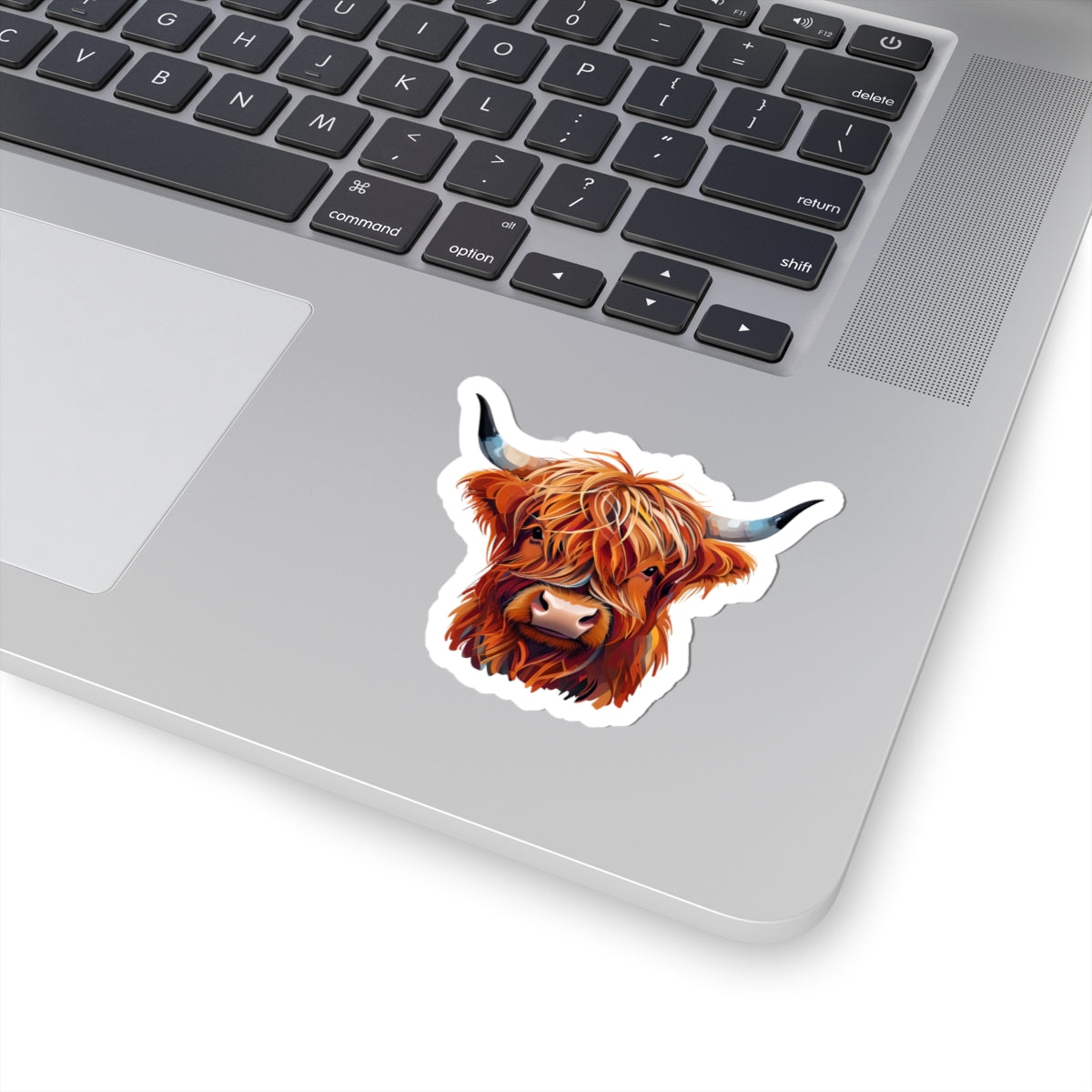 Highland Cow Kiss-Cut Sticker - Vibrant Farm Animal Decor for Laptop, Water Bottle, and More