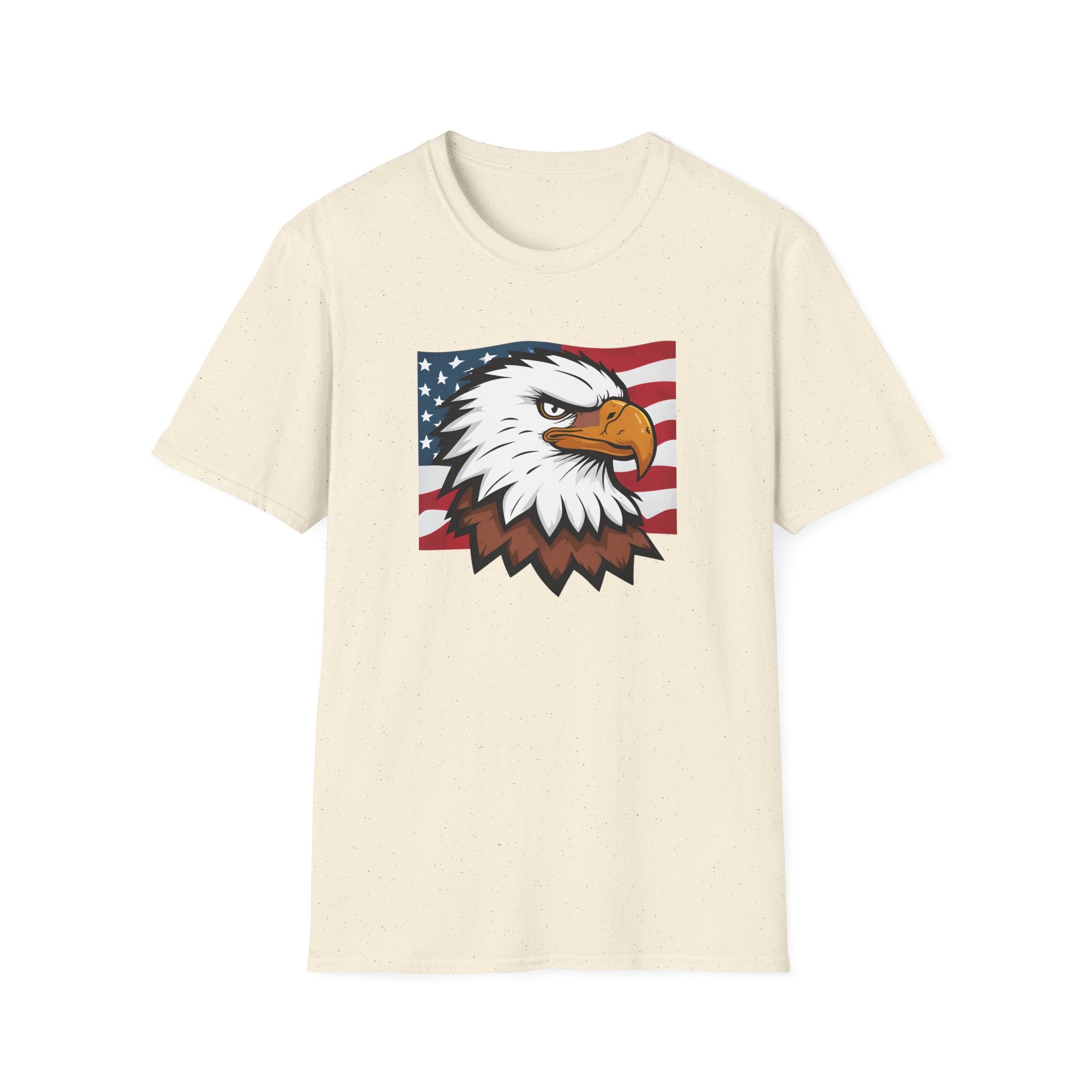 Patriotic Eagle Graphic T-Shirt, Unisex Softstyle Tee for Independence Day, Casual Wear, Gift for Veterans, American Pride Clothing