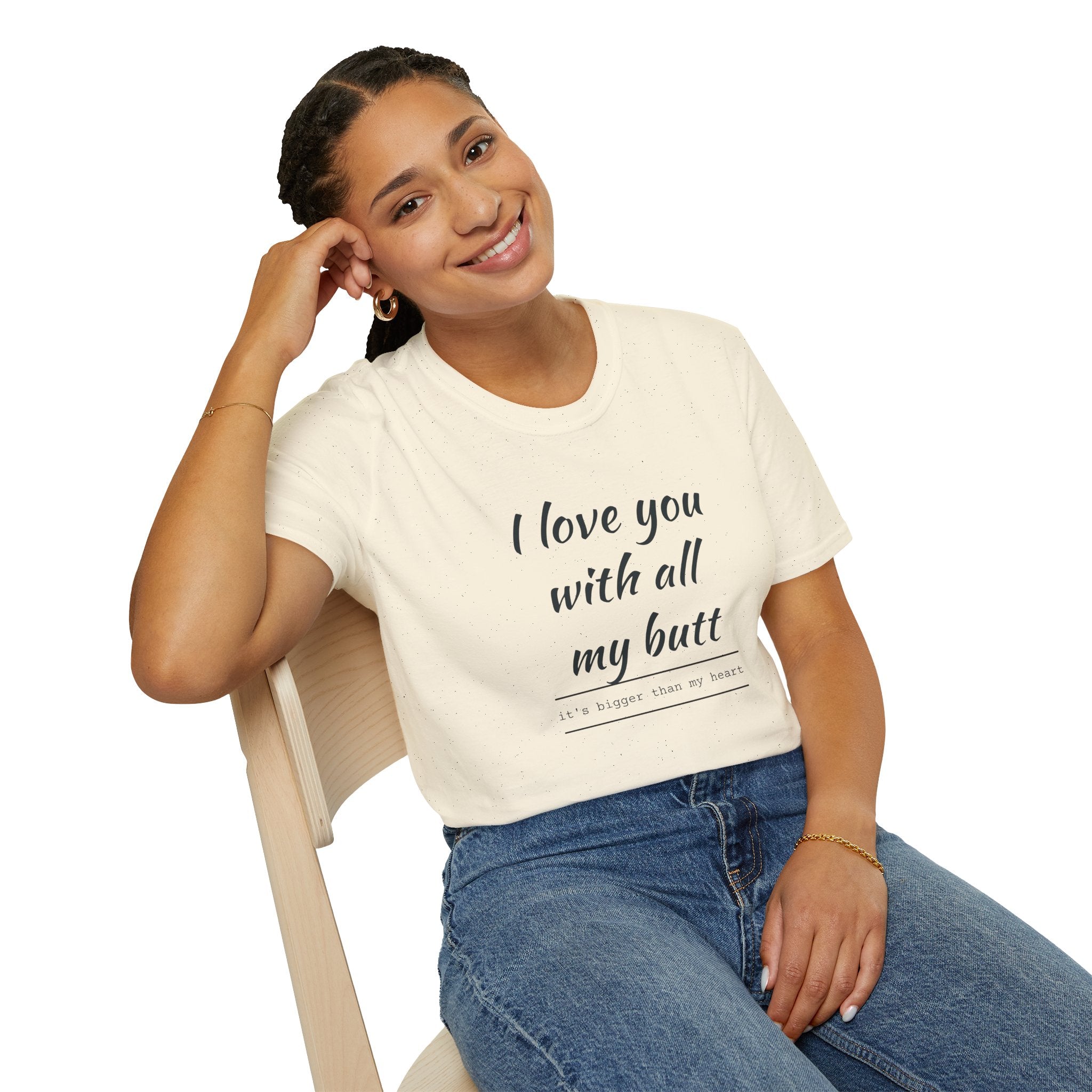 Love You with All My Butt Unisex T-Shirt, Funny Gift for Partner, Cute Couple Tee, Relationship Humor Shirt, Casual Wear