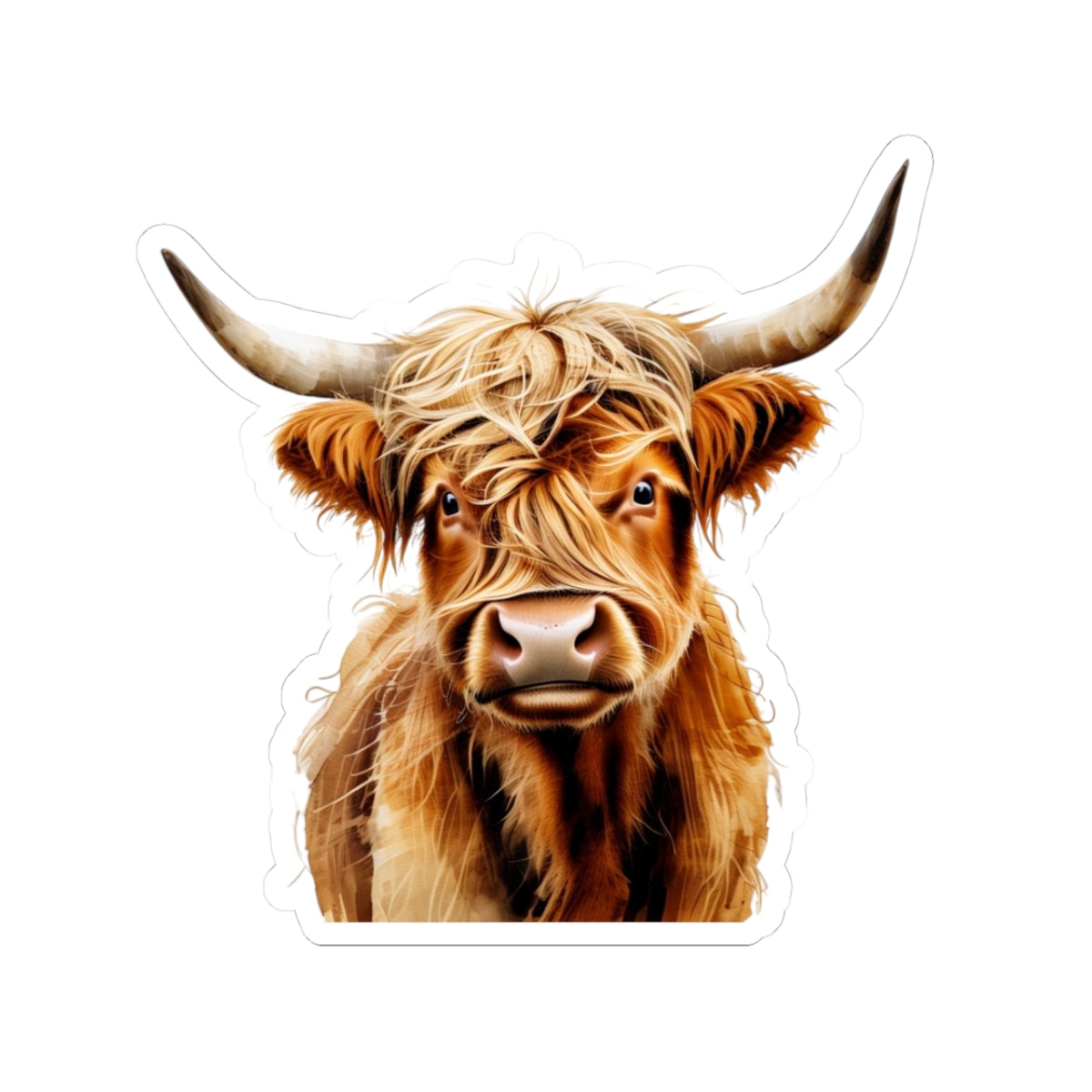 Highland Cow Kiss-Cut Stickers - Fun Farm Animal Decals for Laptop & Decor
