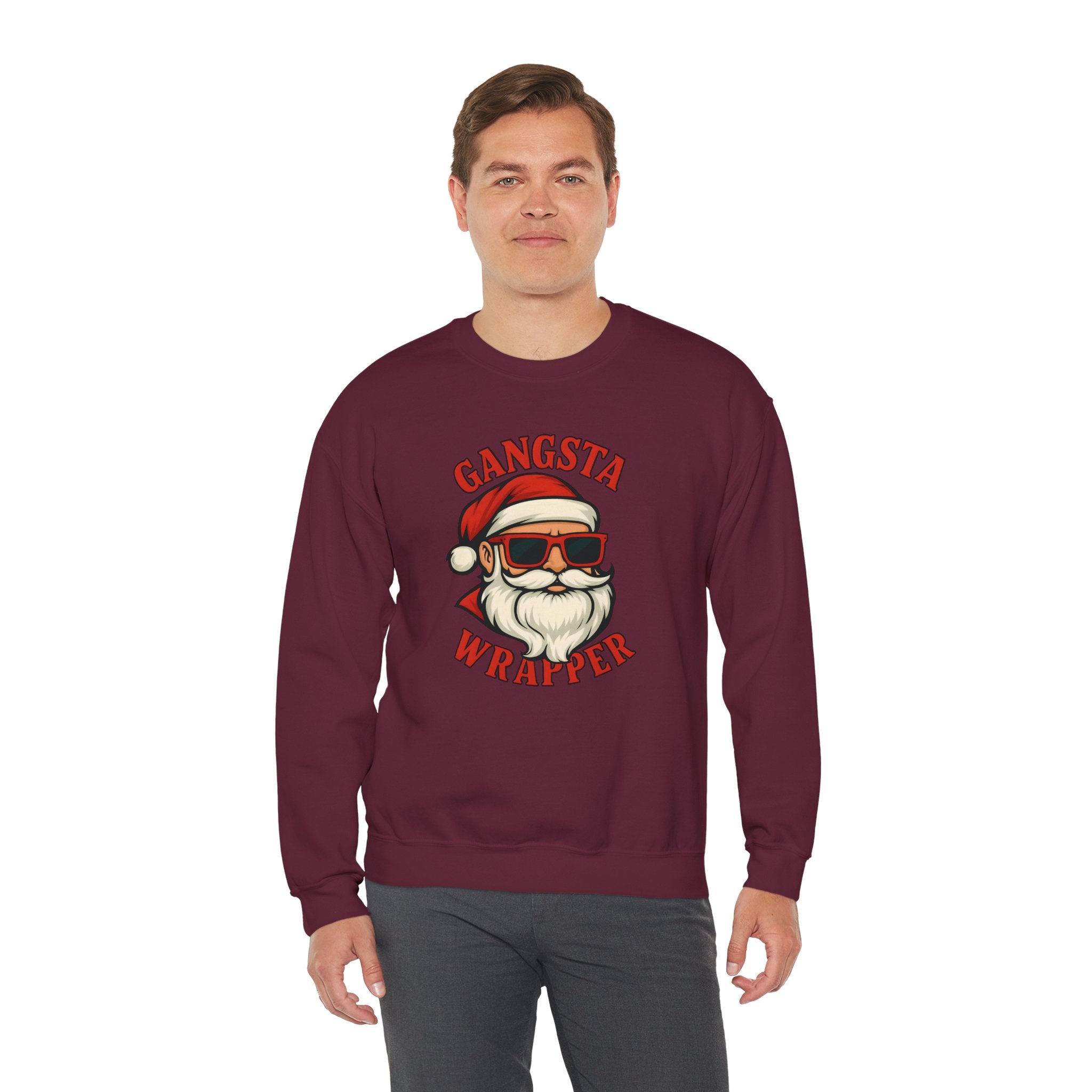 Gangsta Wrapper Crewneck Sweatshirt – Funny Christmas Apparel for Holiday Cheer