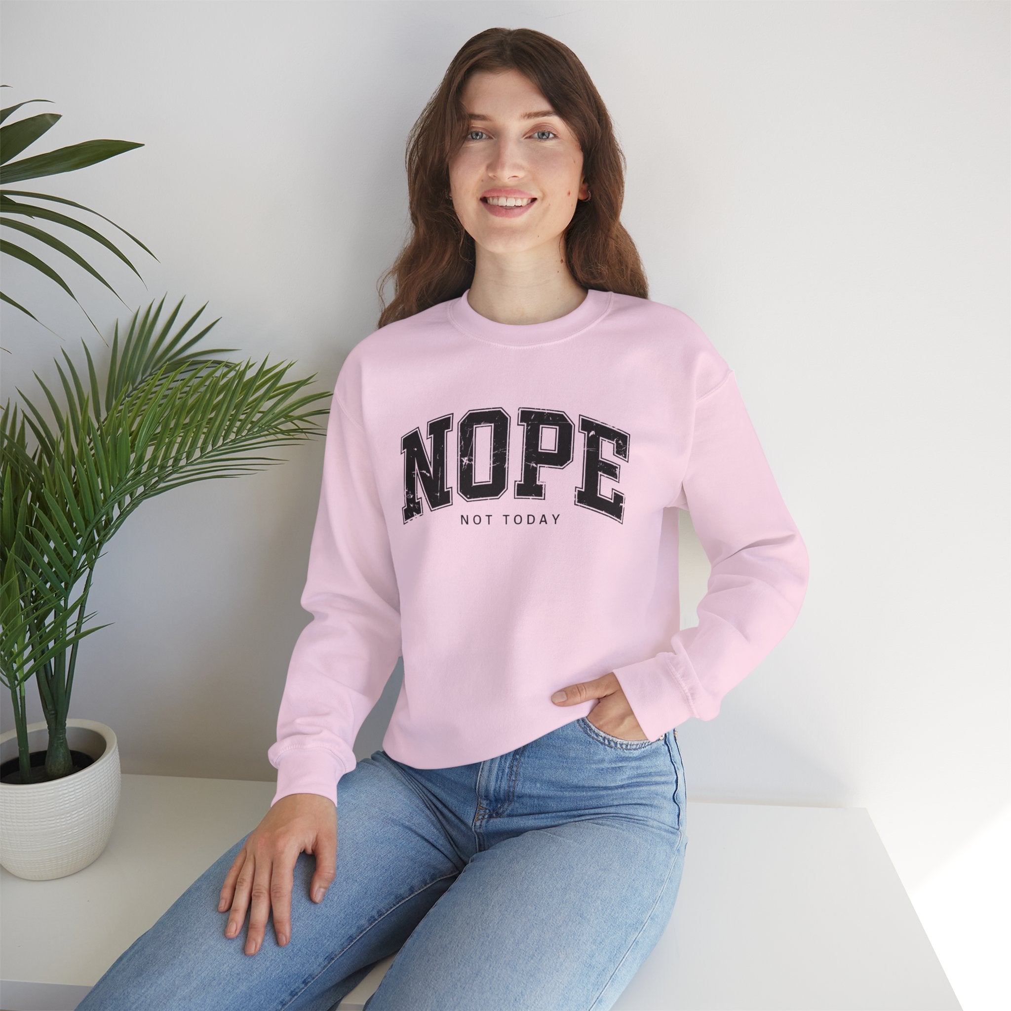 Cozy Unisex Sweatshirt | Cute 'NOPE NOT TODAY' Graphic, Relaxed Fit, Perfect for Casual Wear, Gifts, Everyday Comfort, Chill Days