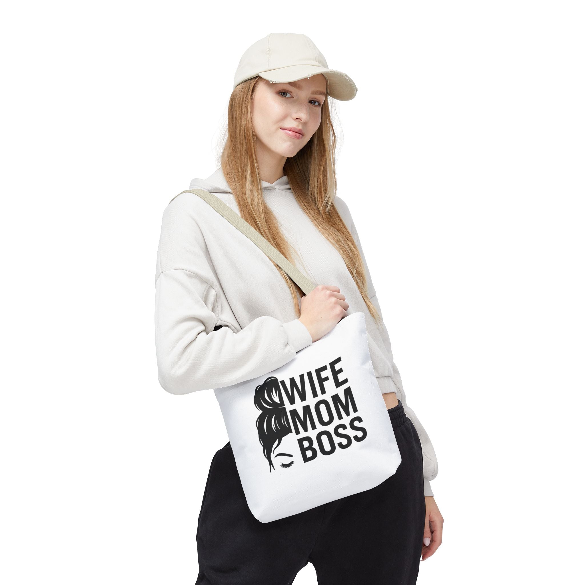 Wife Mom Boss Tote Bag - Chic, Durable Tote for Moms, Stylish Carry-All, Gift for Mother's Day, Work, and Everyday Use