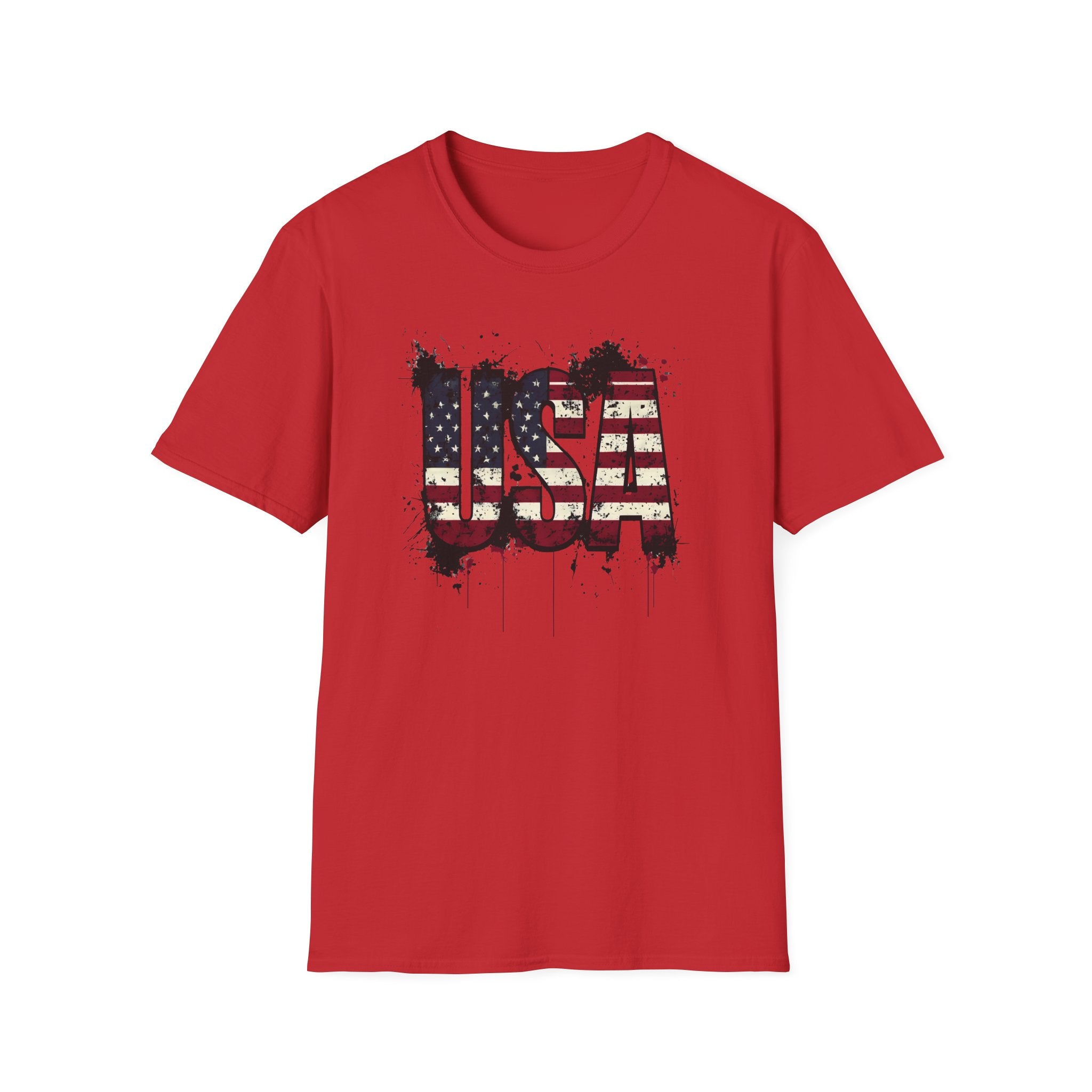 USA Flag Grunge T-Shirt — Distressed American Flag Graphic Tee for 4th of July