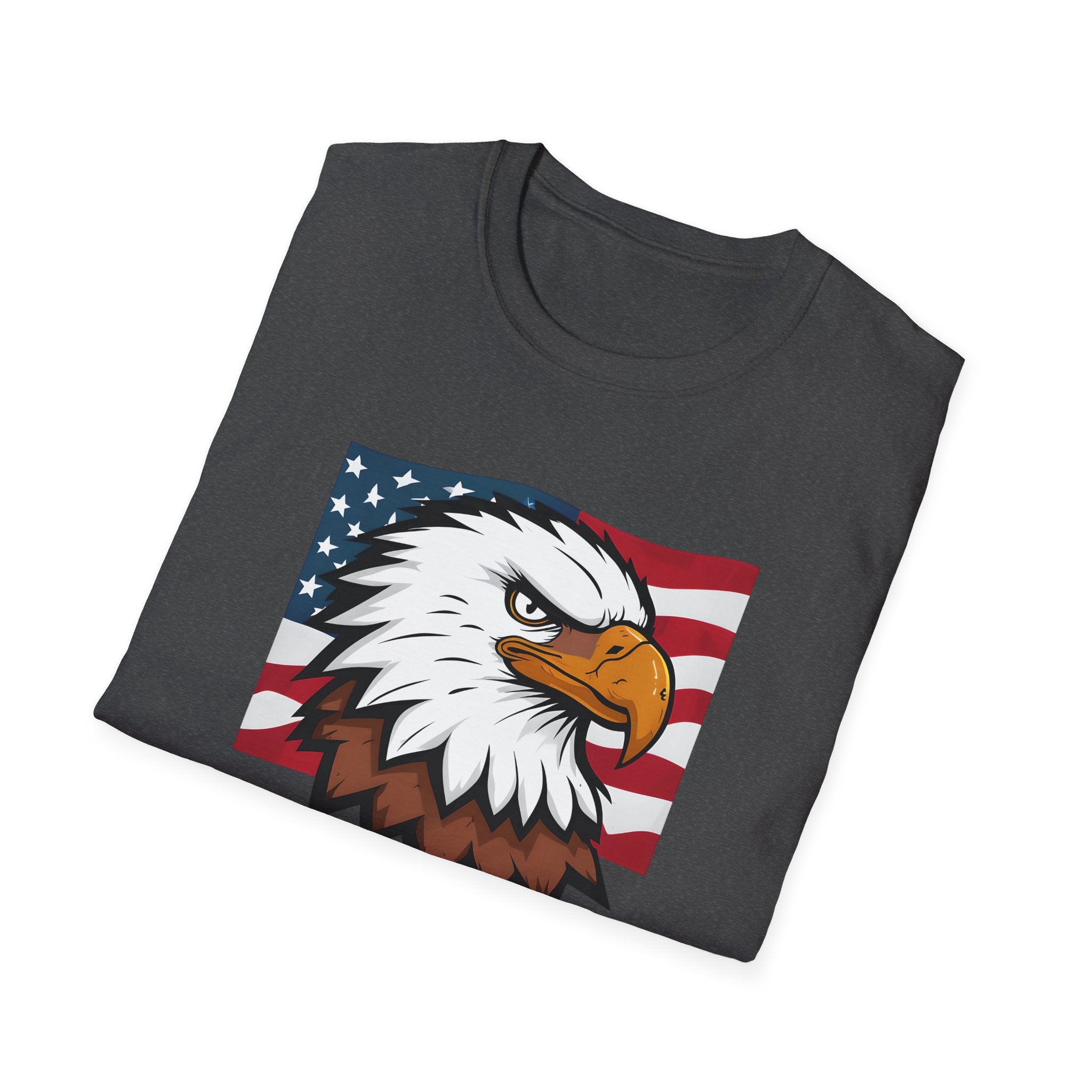 Patriotic Eagle Graphic T-Shirt, Unisex Softstyle Tee for Independence Day, Casual Wear, Gift for Veterans, American Pride Clothing