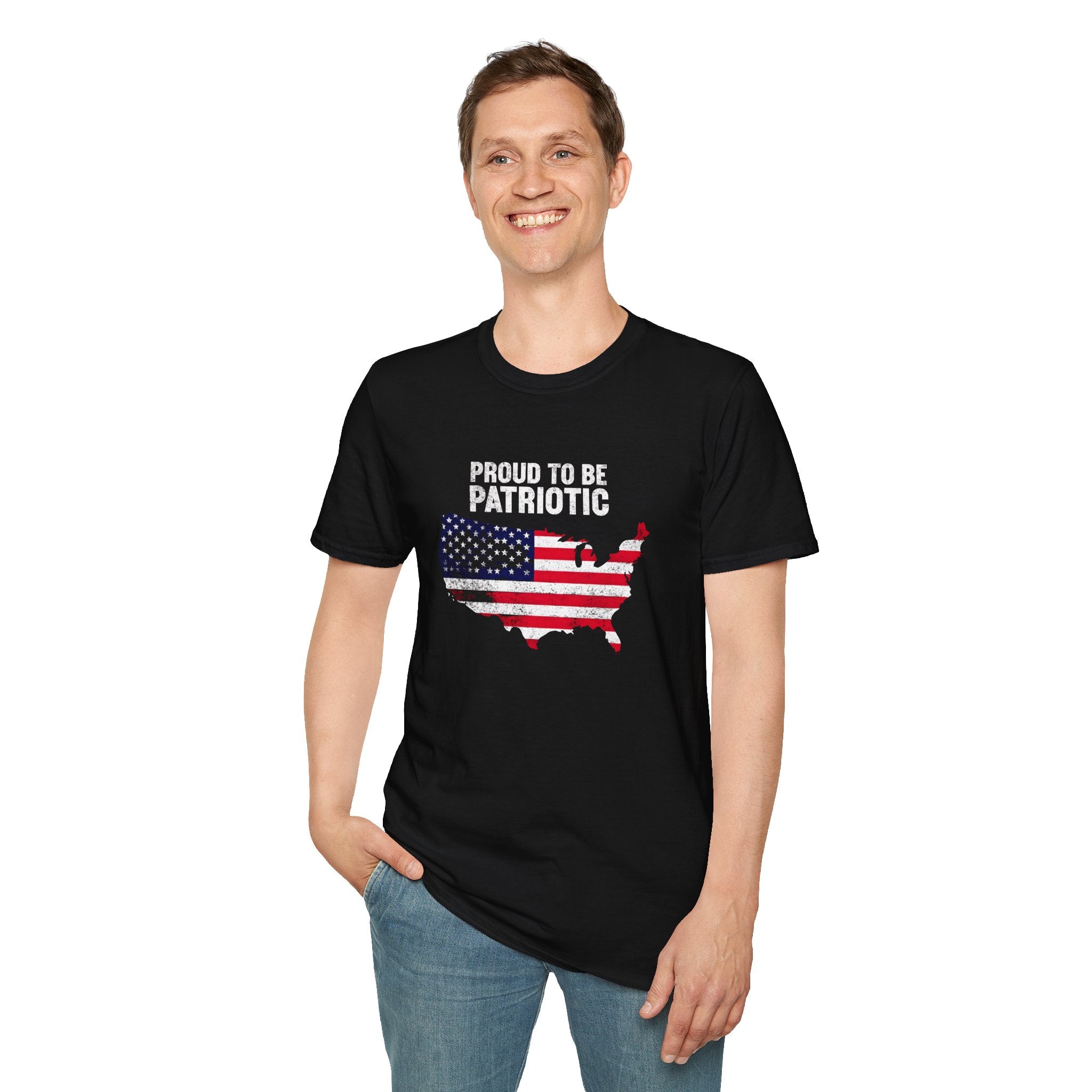 Patriotic USA Map T-Shirt — "Proud to Be Patriotic" American Flag Tee