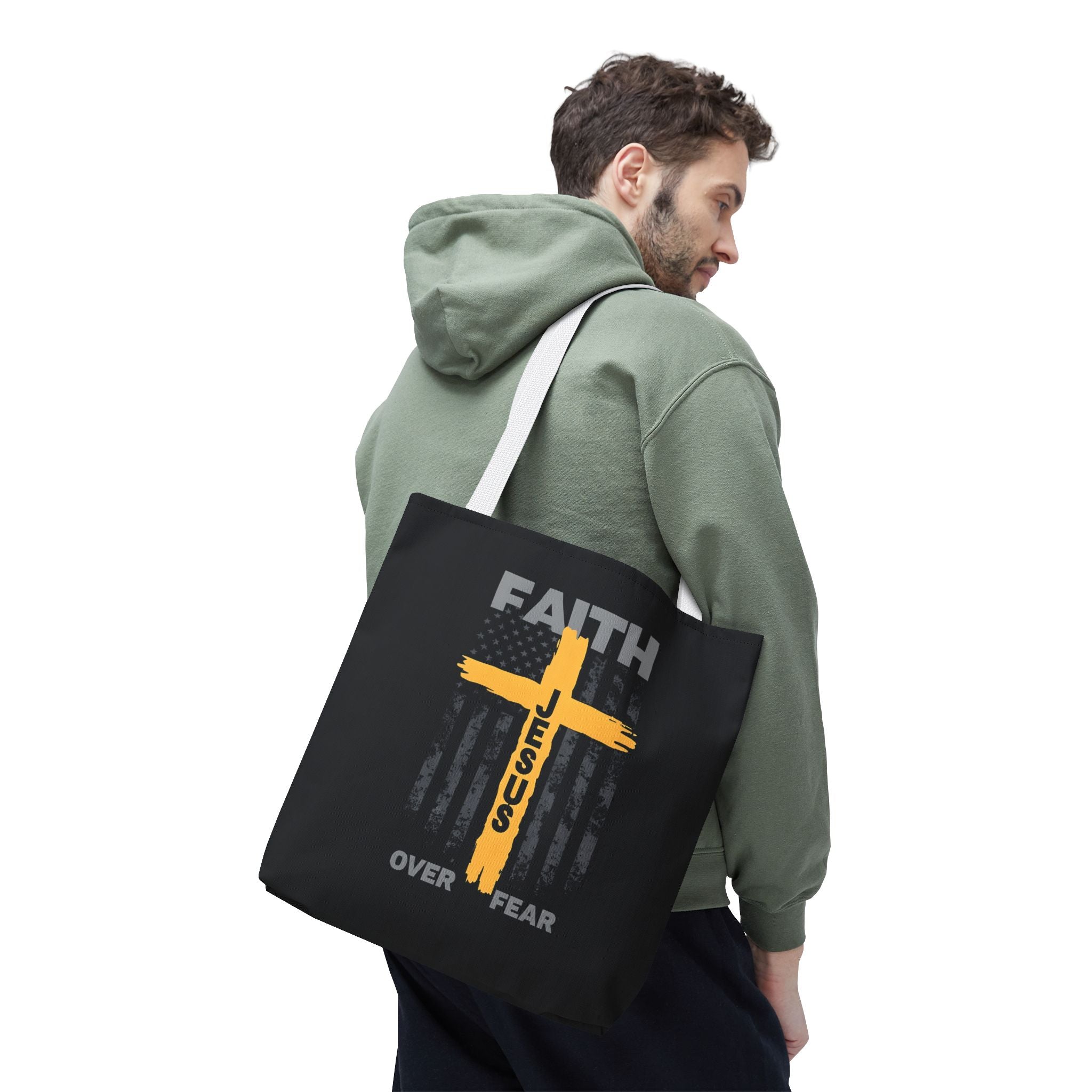 Faith Over Fear Tote Bag, Inspirational Bag, Bible Quote Tote, Christian Gift, Church Accessory, Motivational Bag