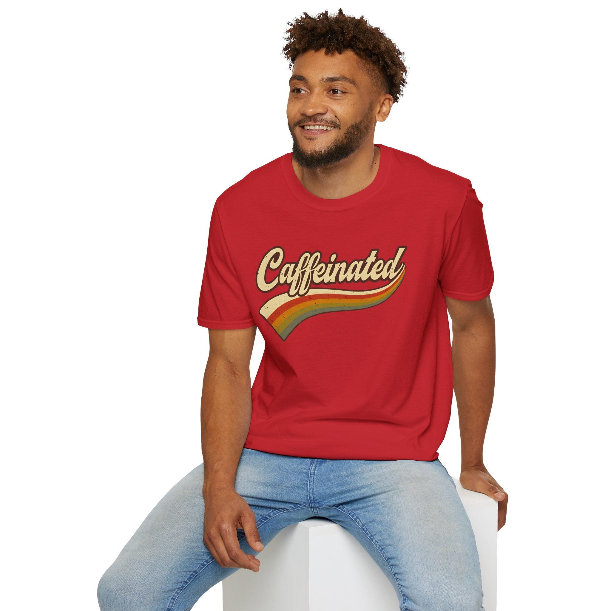 Caffeinated Retro Unisex Softstyle T-Shirt