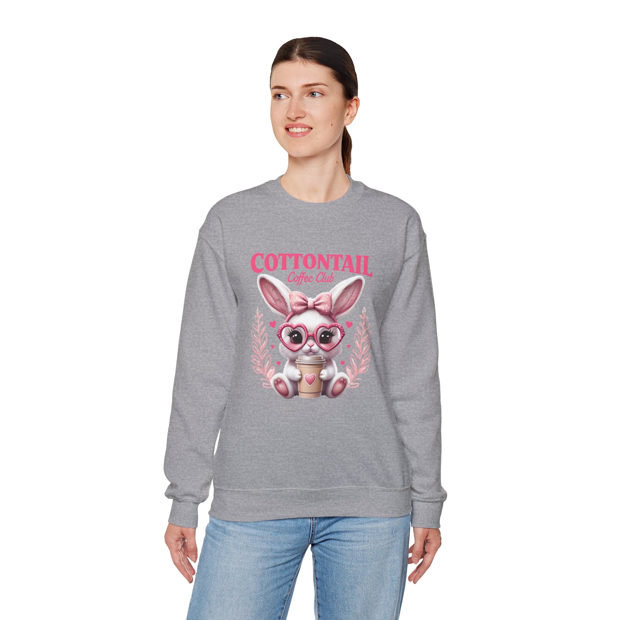 Cottontail Coffee Club Sweatshirt — Cute Bunny with Coffee Graphic