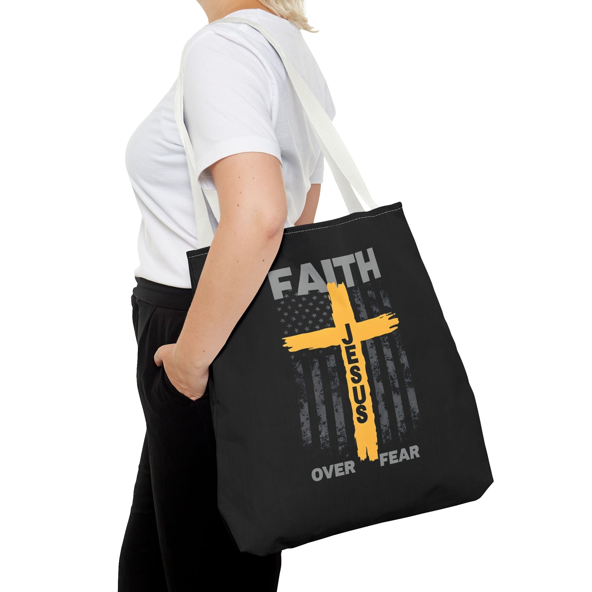 Faith Over Fear Tote Bag, Inspirational Bag, Bible Quote Tote, Christian Gift, Church Accessory, Motivational Bag