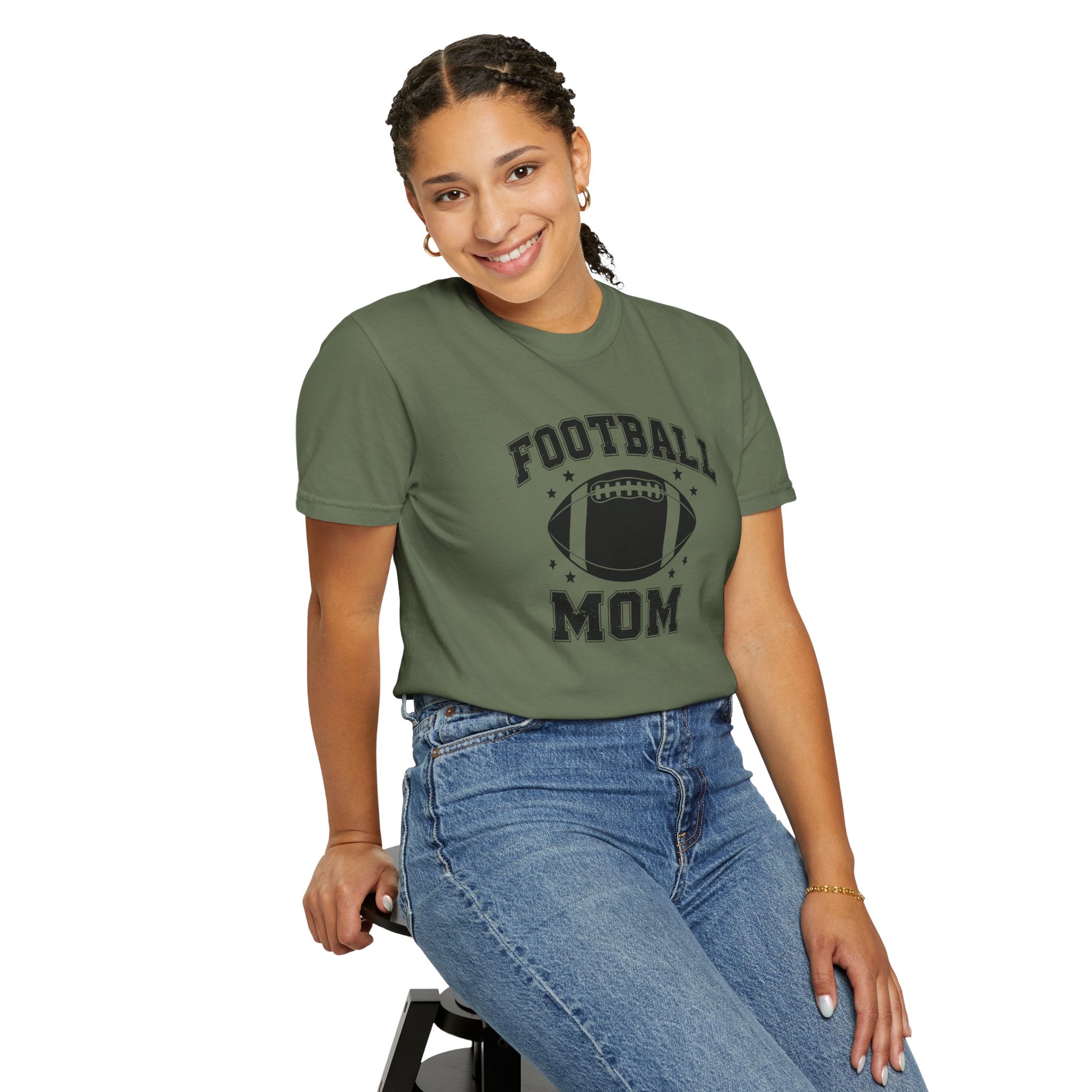 Football Mom T-Shirt, Unisex Garment-Dyed Tee for Game Day, Sports Mom Gift, Team Spirit Shirt, Casual Comfort Wear