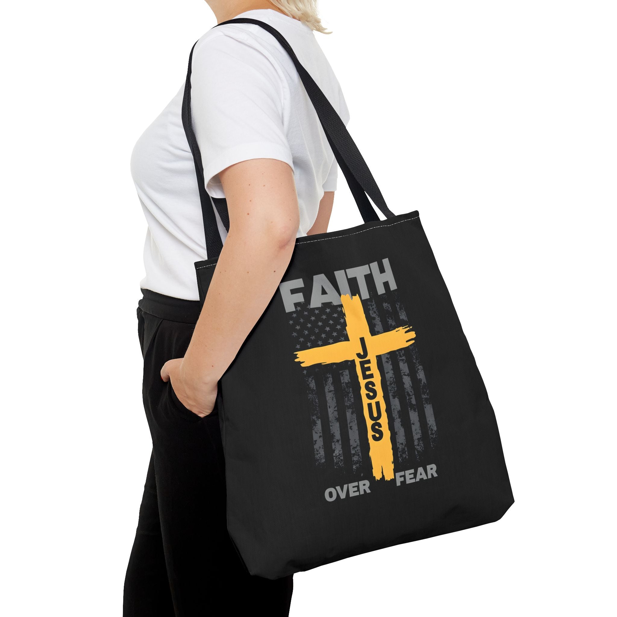 Faith Over Fear Tote Bag, Inspirational Bag, Bible Quote Tote, Christian Gift, Church Accessory, Motivational Bag